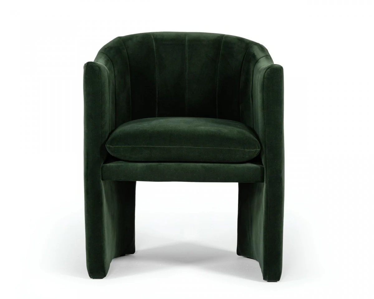 Dark Green Velvet Modern Curvilinear Dining Chair By Homeroots - Image 2