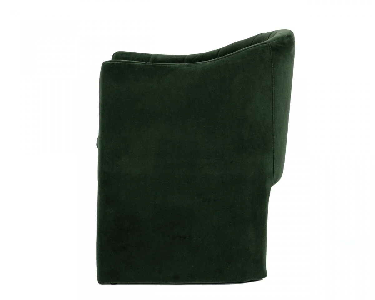 Dark Green Velvet Modern Curvilinear Dining Chair By Homeroots - Image 3