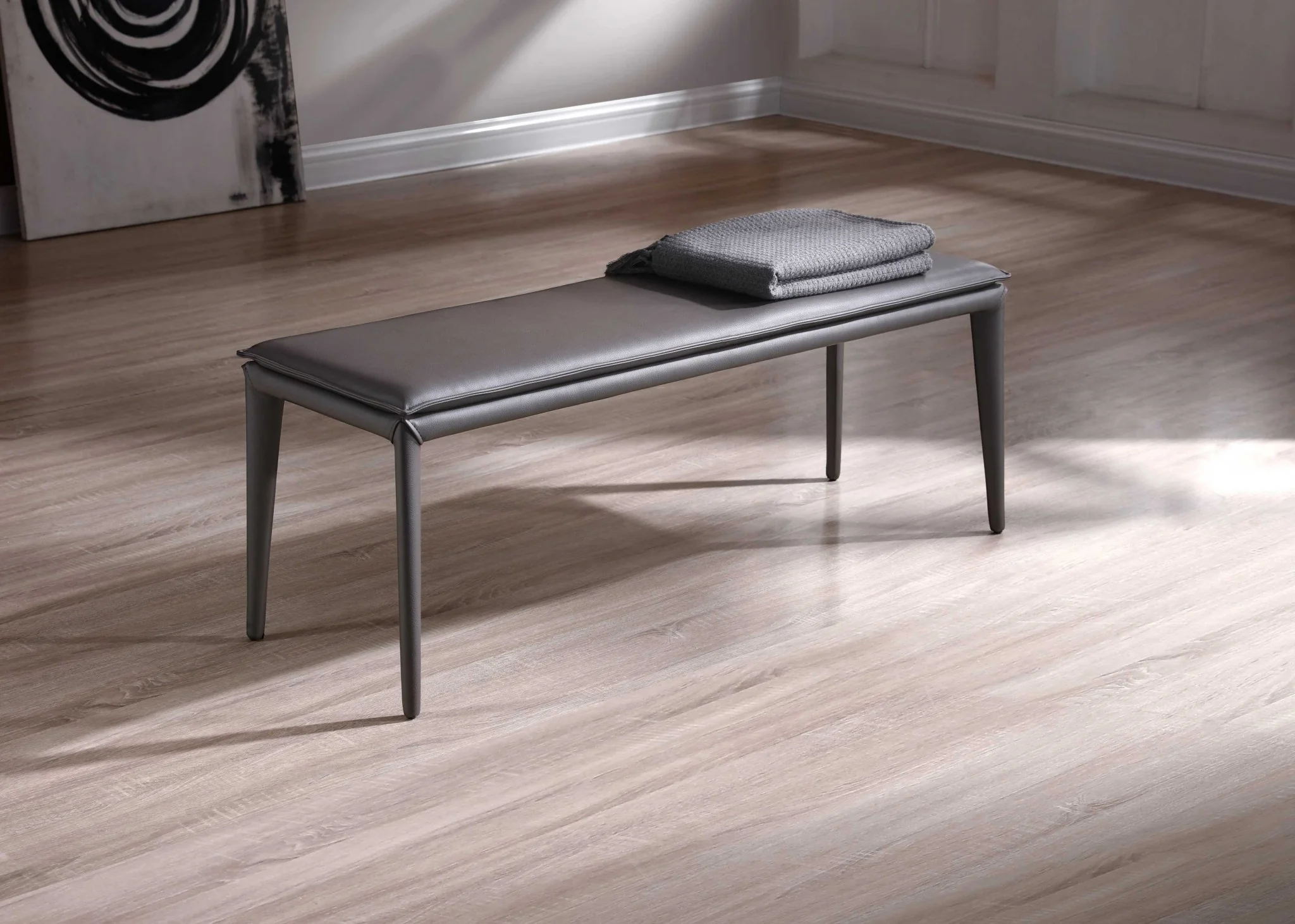 Dark Grey FauLeather Bench By Homeroots - Image 3