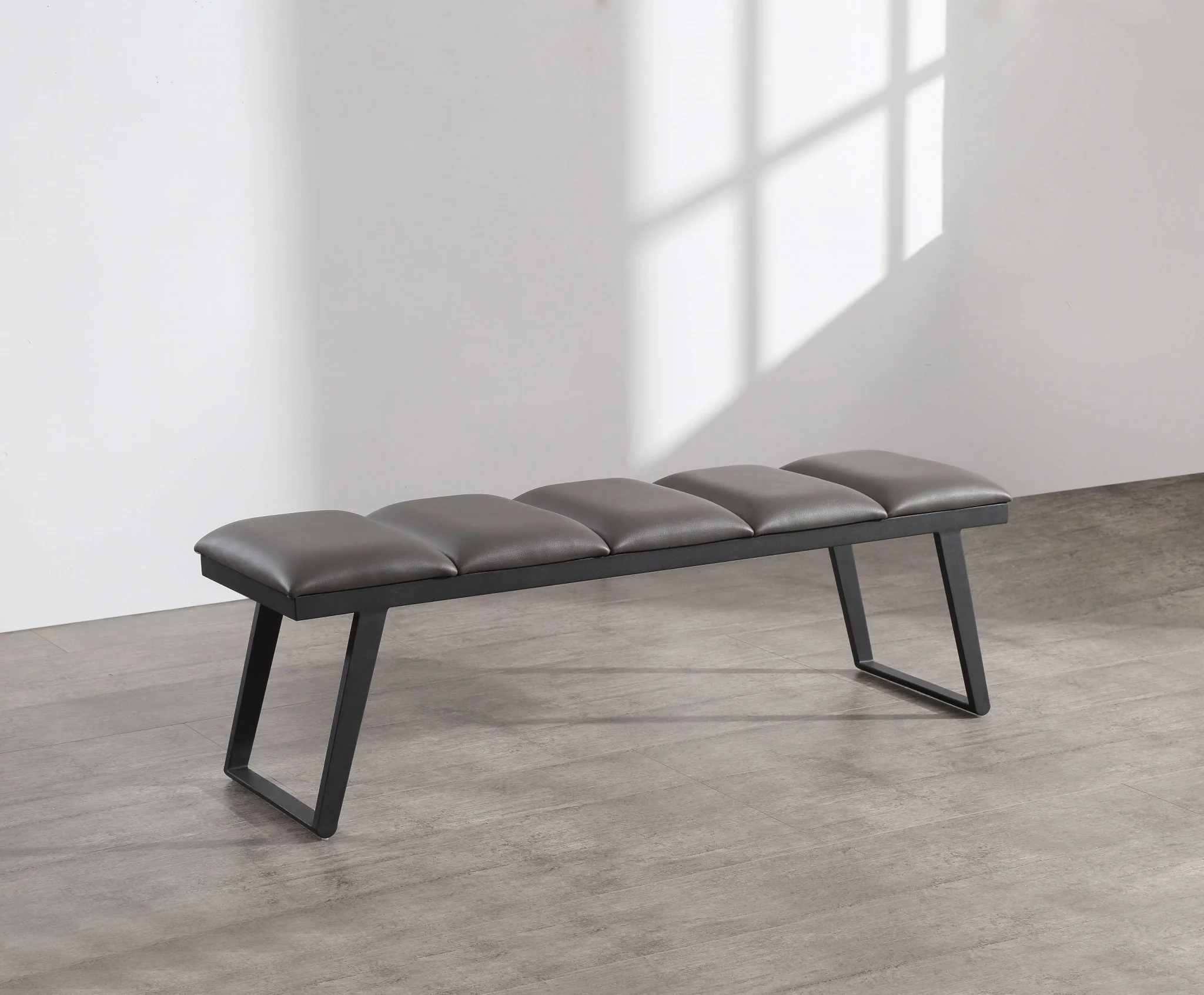 Dark Grey Faux Leather Bench By Homeroots - Image 3