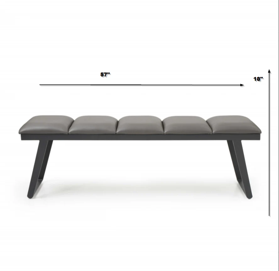 Dark Grey Faux Leather Bench By Homeroots - Image 4