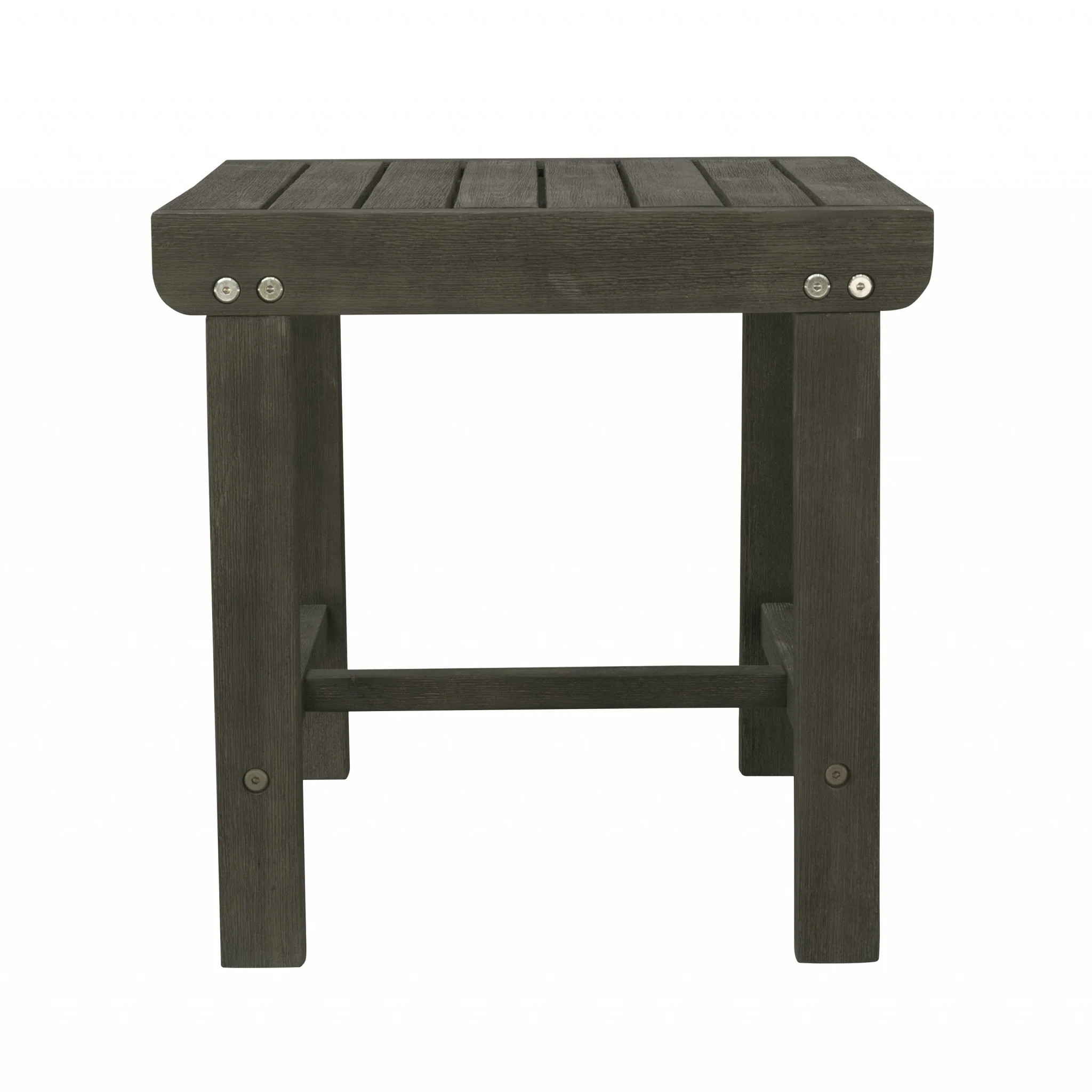 Dark Grey Outdoor Wooden Side Table By Homeroots - Image 2