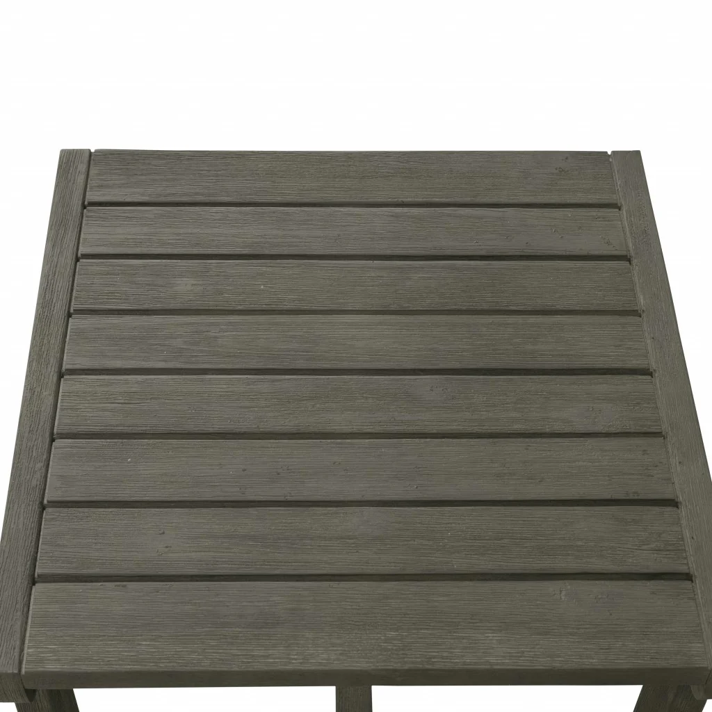 Dark Grey Outdoor Wooden Side Table By Homeroots - Image 3