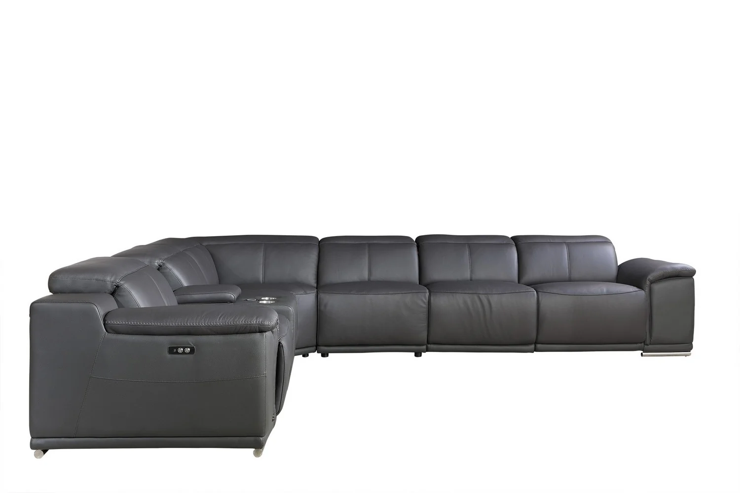 Dark Grey Power Reclining 7PC Sectional By Homeroots - 366357 - Image 4