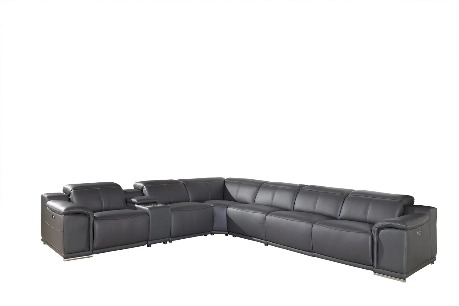 Dark Grey Power Reclining 7PC Sectional By Homeroots - 366358 - Image 2