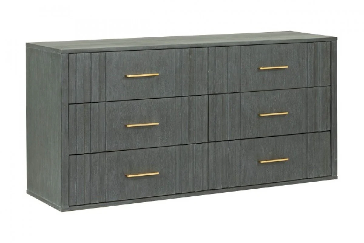 Dark Grey Solid And Manufactured Wood Six Drawer Dresser By Homeroots - Image 2