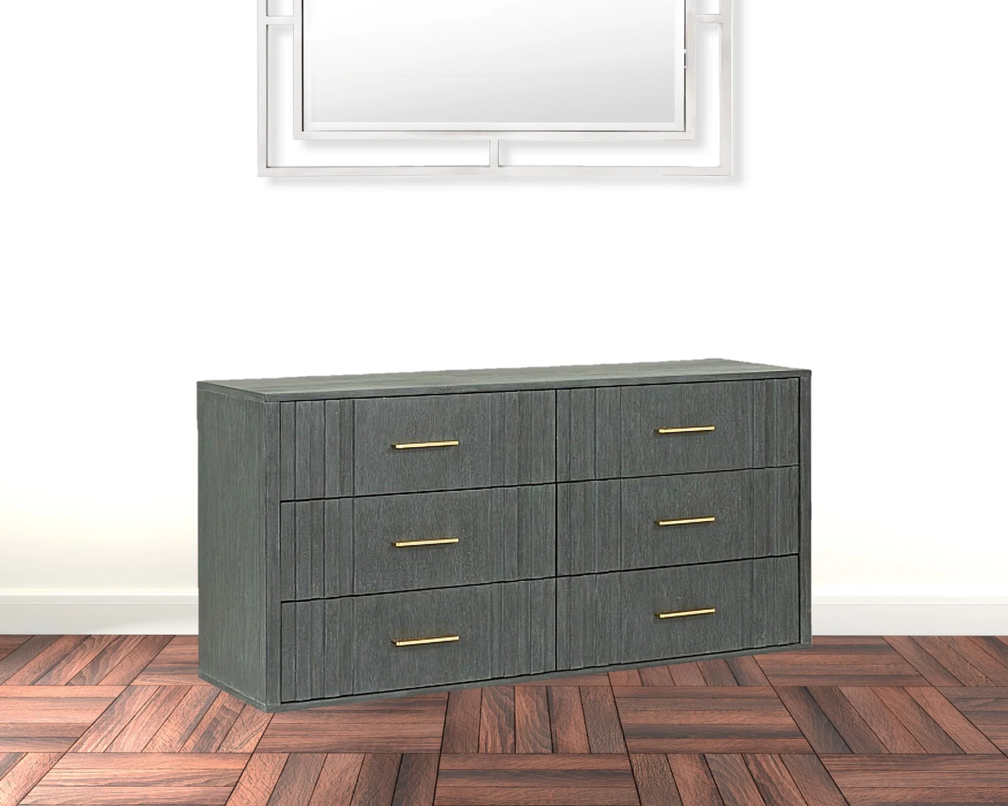 Dark Grey Solid And Manufactured Wood Six Drawer Dresser By Homeroots - Image 3