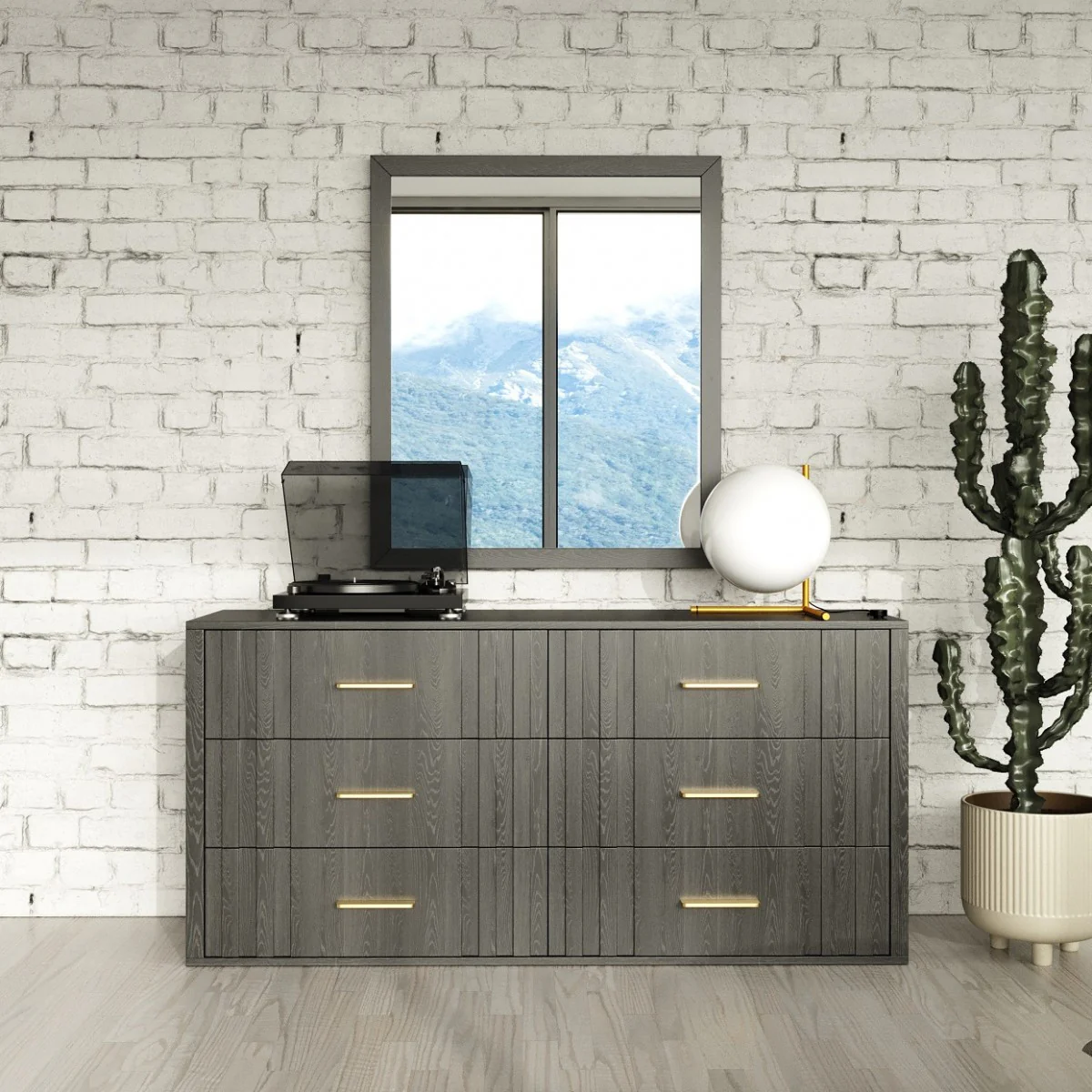 Dark Grey Solid And Manufactured Wood Six Drawer Dresser By Homeroots - Image 4