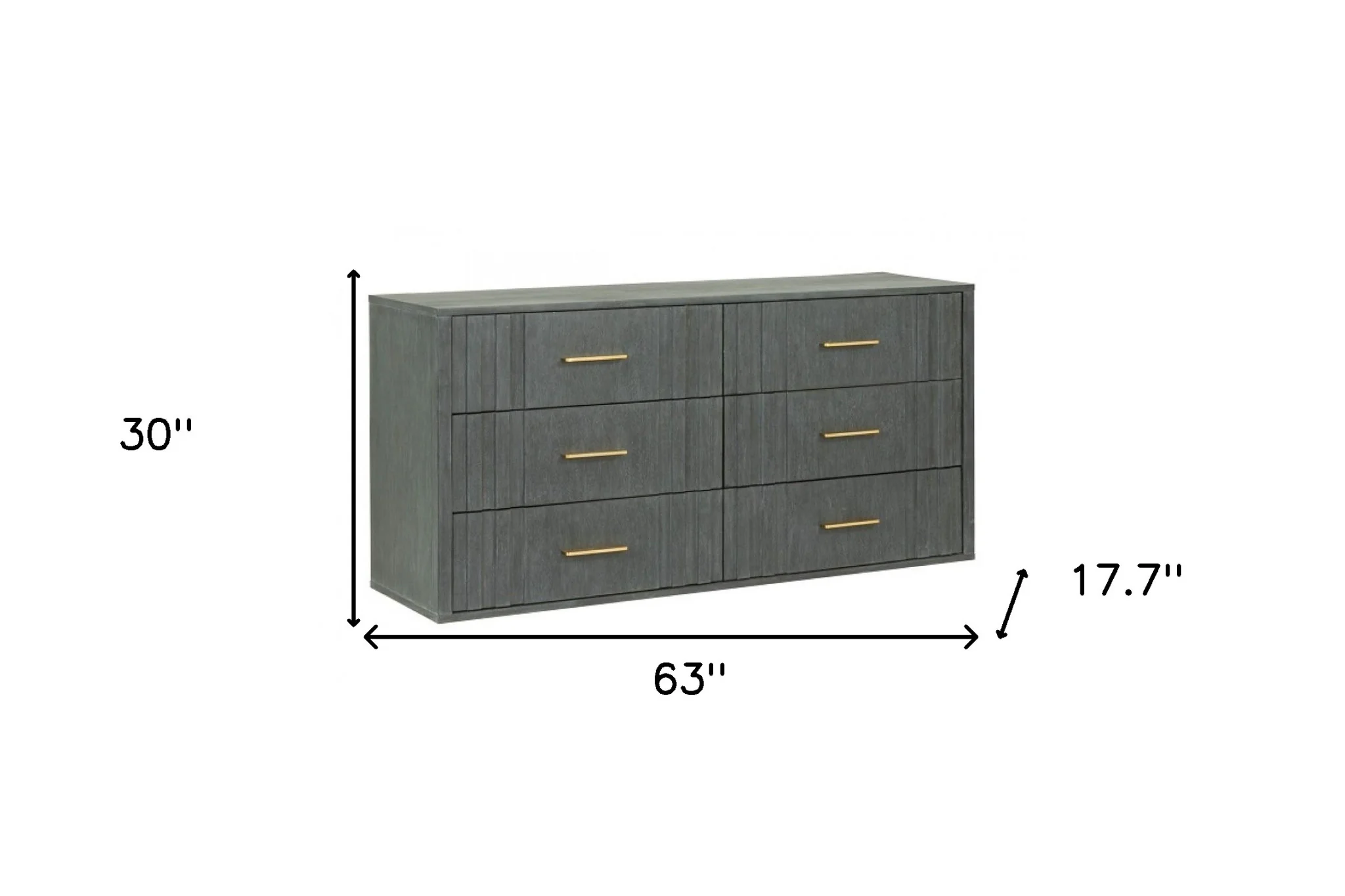 Dark Grey Solid And Manufactured Wood Six Drawer Dresser By Homeroots - Image 5