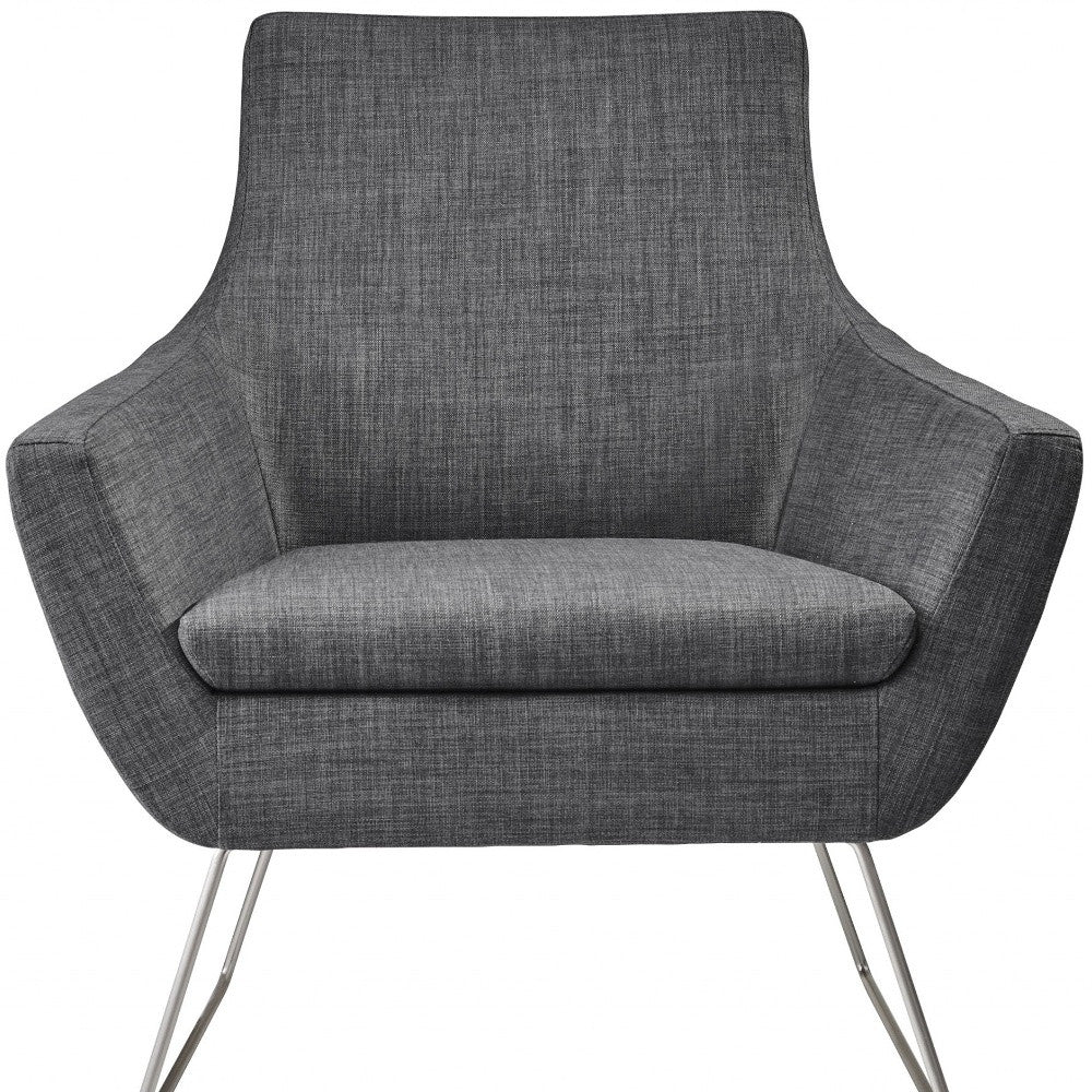 Dark Grey Upholstered Armchair By Homeroots - Image 3