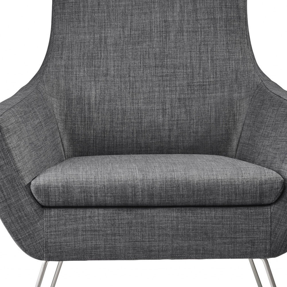 Dark Grey Upholstered Armchair By Homeroots - Image 4