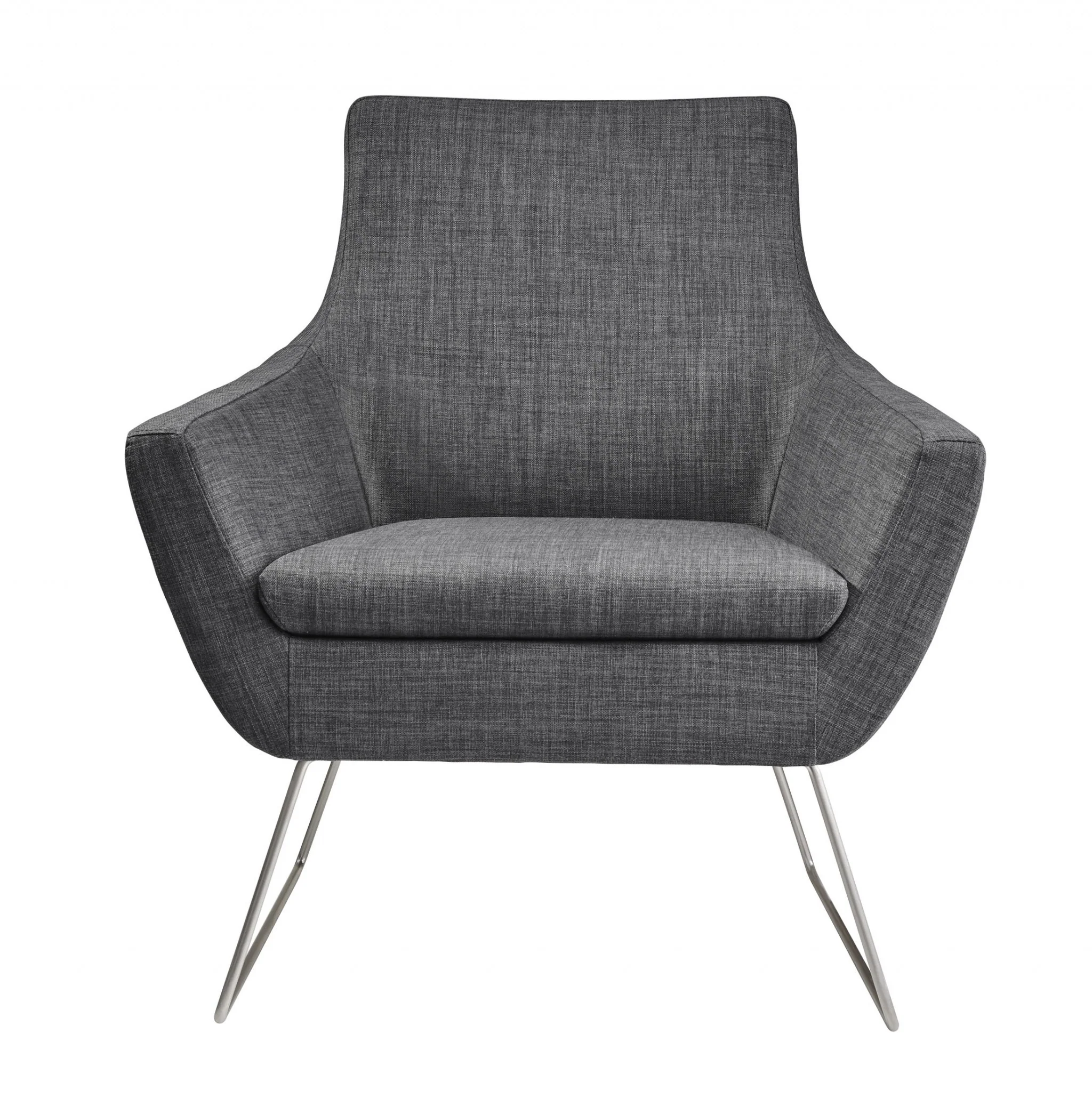 Dark Grey Upholstered Armchair By Homeroots - Image 6
