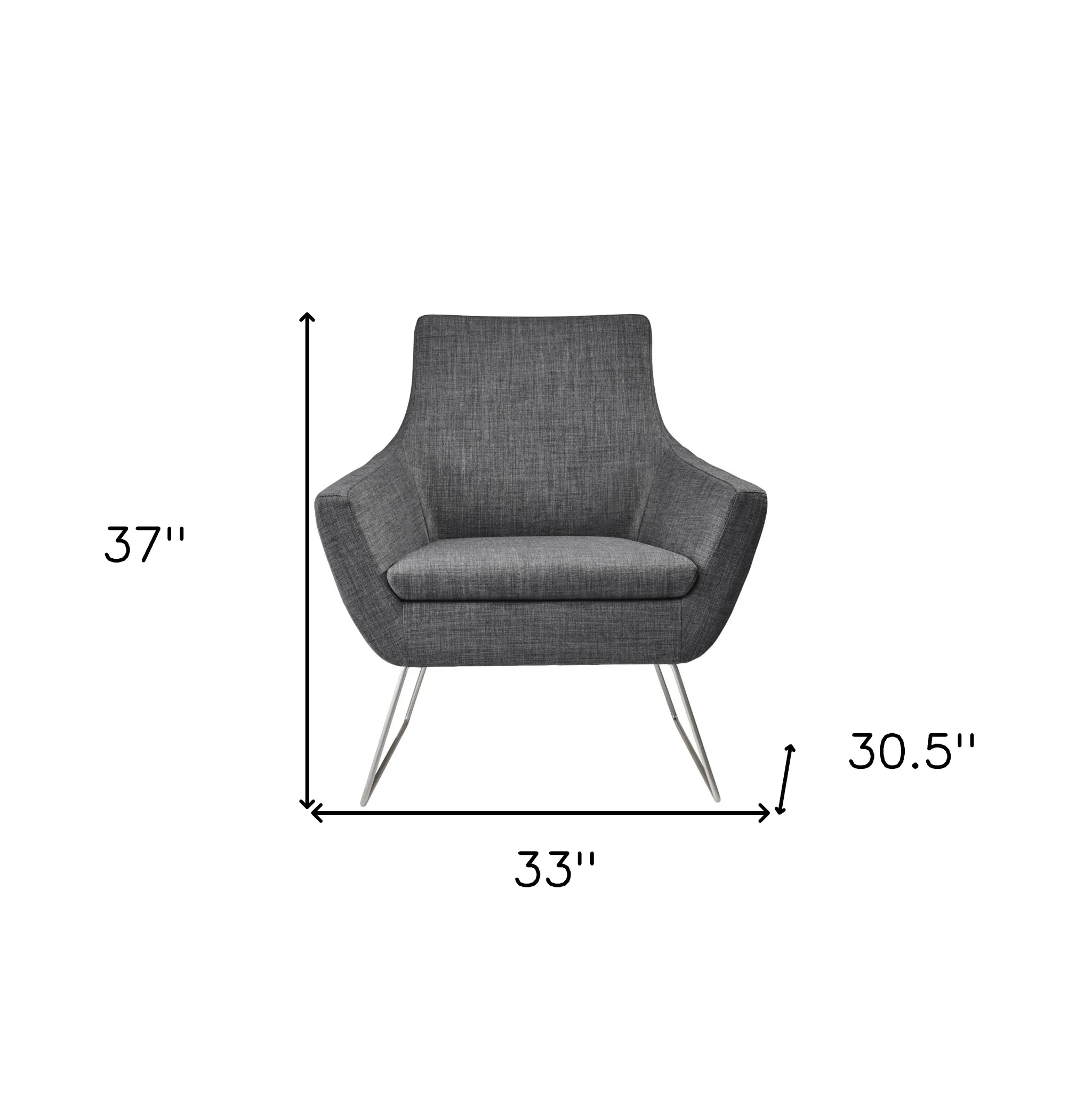 Dark Grey Upholstered Armchair By Homeroots - Image 9