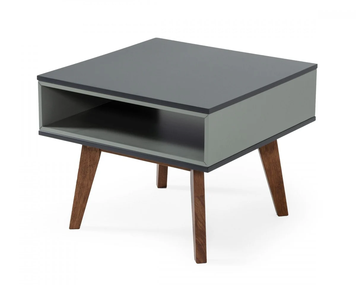 Dark Oak and Shades of Gray Open Rectangle End Table By Homeroots - Image 2