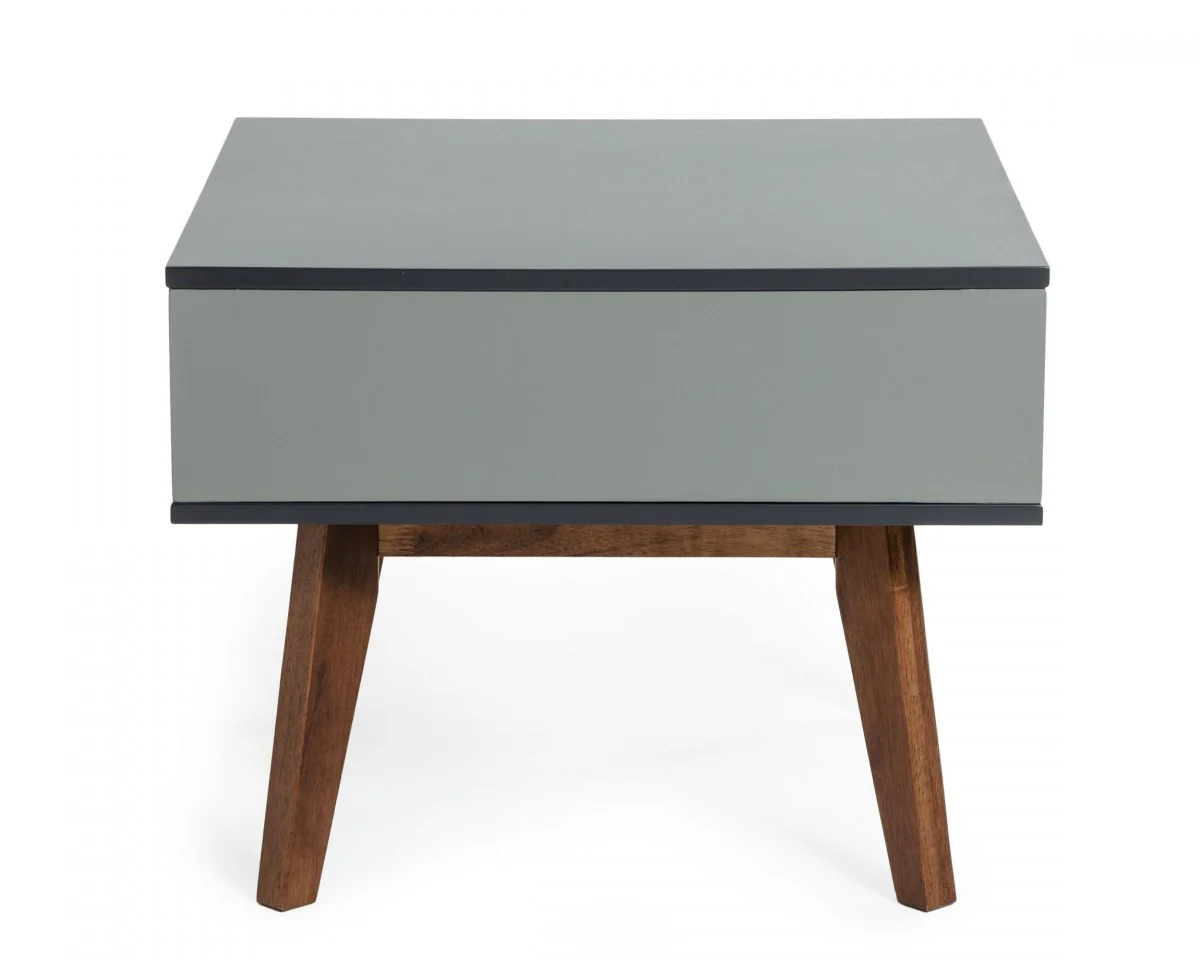 Dark Oak and Shades of Gray Open Rectangle End Table By Homeroots - Image 3