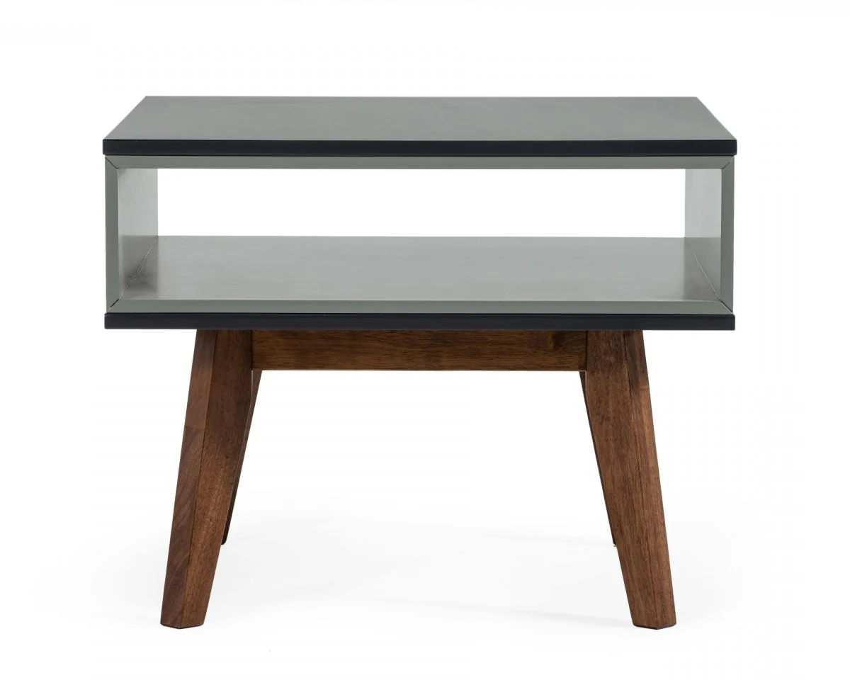 Dark Oak and Shades of Gray Open Rectangle End Table By Homeroots - Image 4