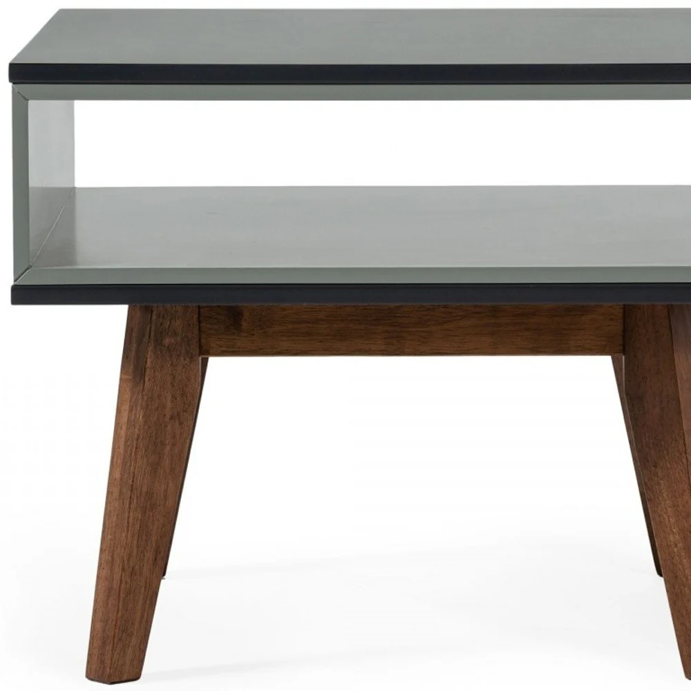 Dark Oak and Shades of Gray Open Rectangle End Table By Homeroots - Image 5