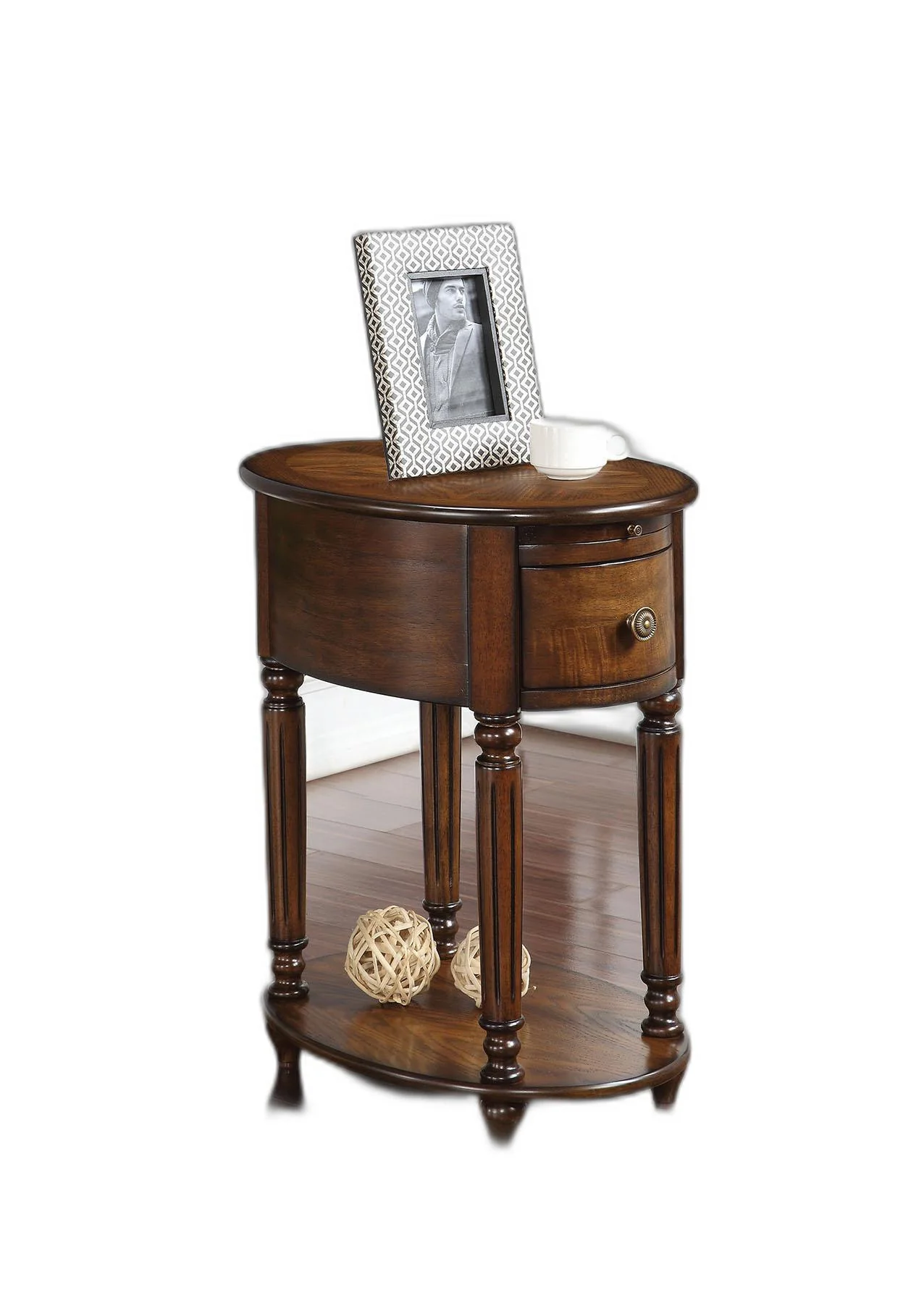 Dark Oak Finish Oval Side or End Table By Homeroots - Image 2