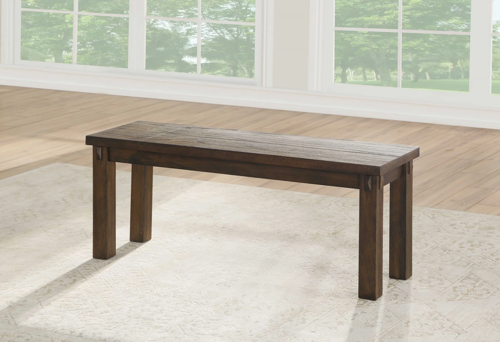 Dark Oak Wood Bench By Homeroots - Image 2