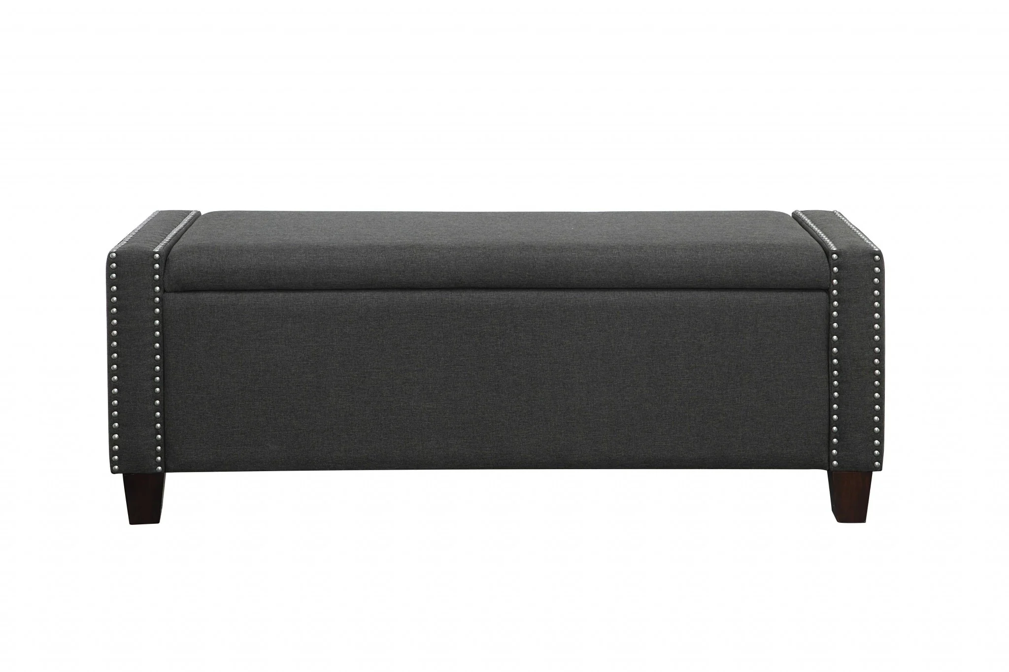 Dark Olive Linen Upholstery Wood Leg Bench wStorage By Homeroots - Image 4