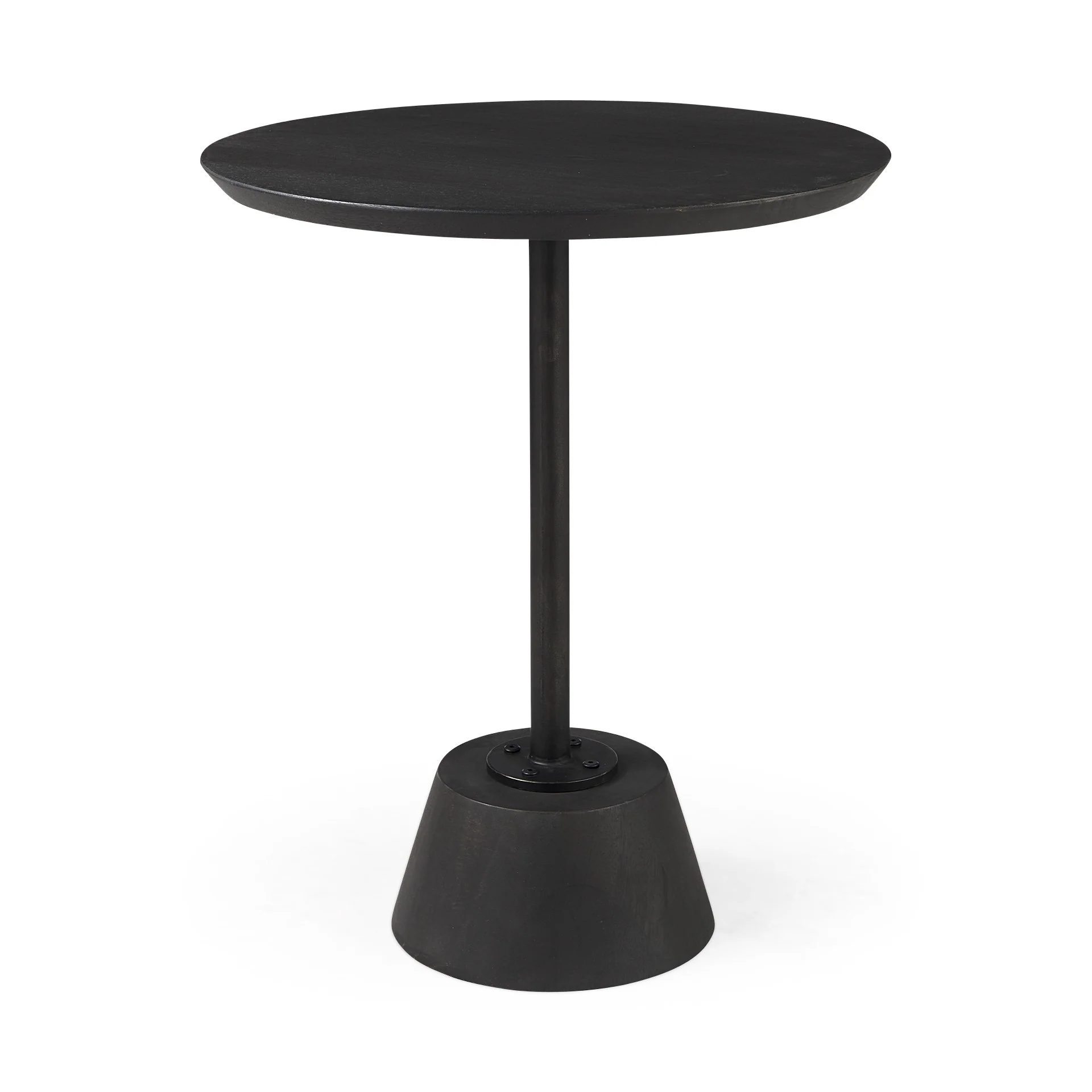 Dark Stain Pedestal Table with Black Detailing By Homeroots - Image 2