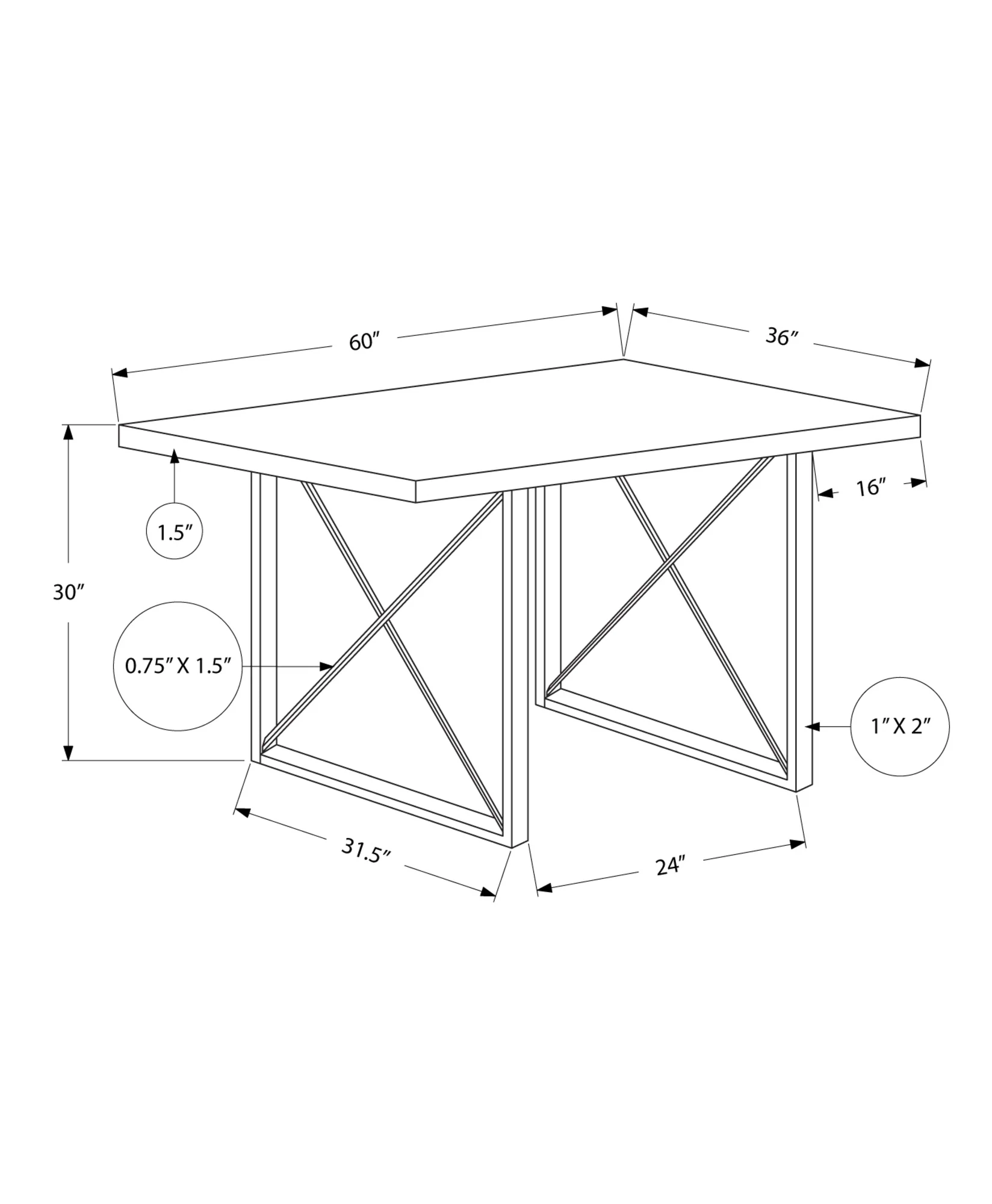 Dark Taupe Black Hollowcore Particle Board Metal Dining Table By Homeroots - Image 3