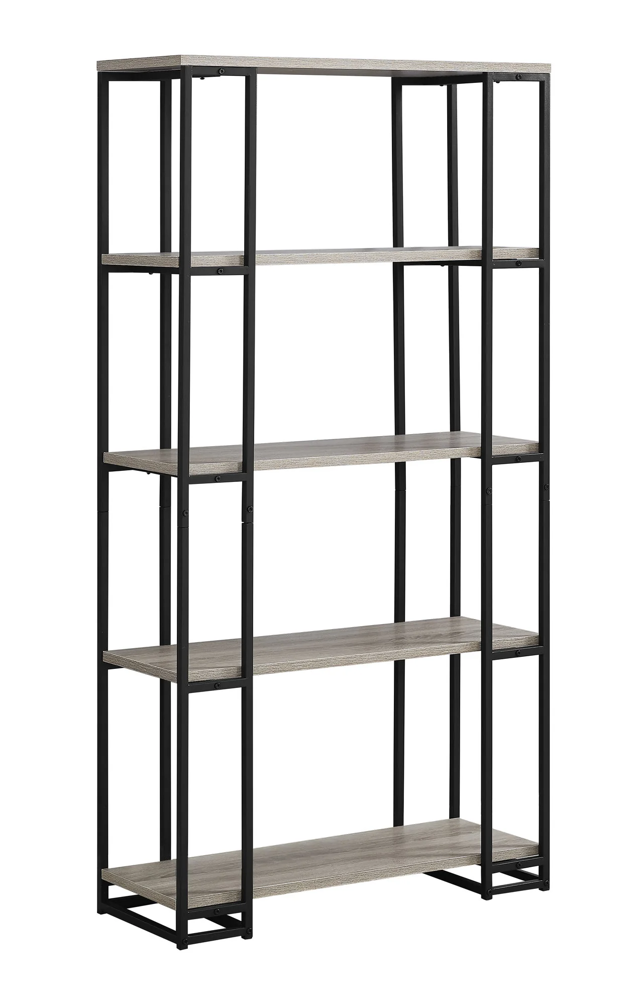 Dark Taupe Black Mdf Metal Bookcase By Homeroots - Image 2