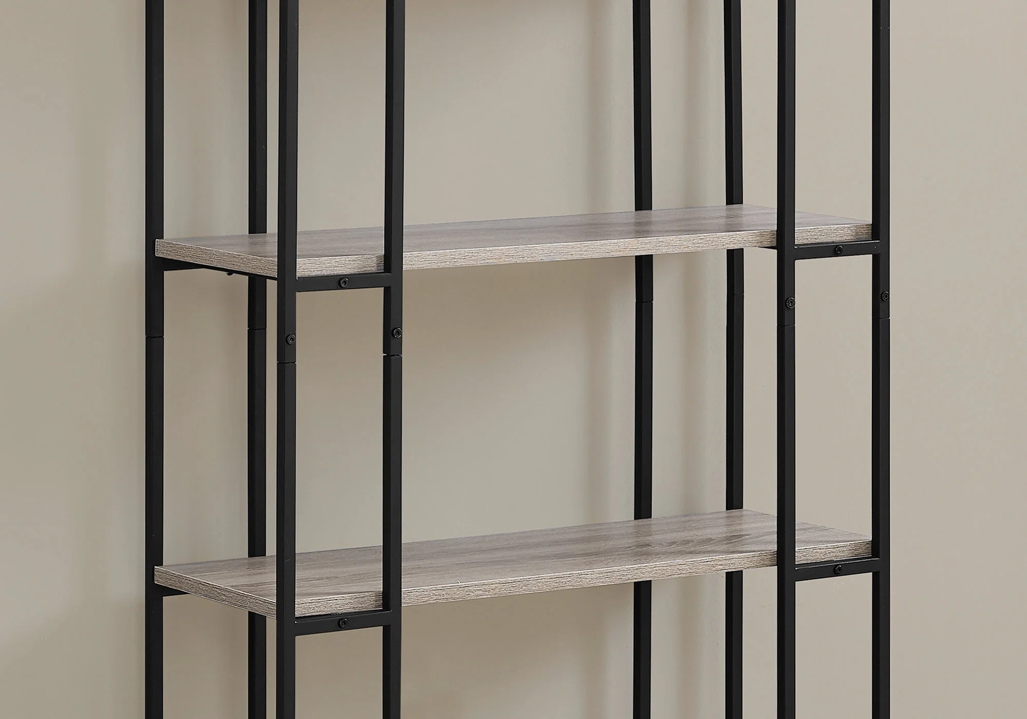 Dark Taupe Black Mdf Metal Bookcase By Homeroots - Image 3