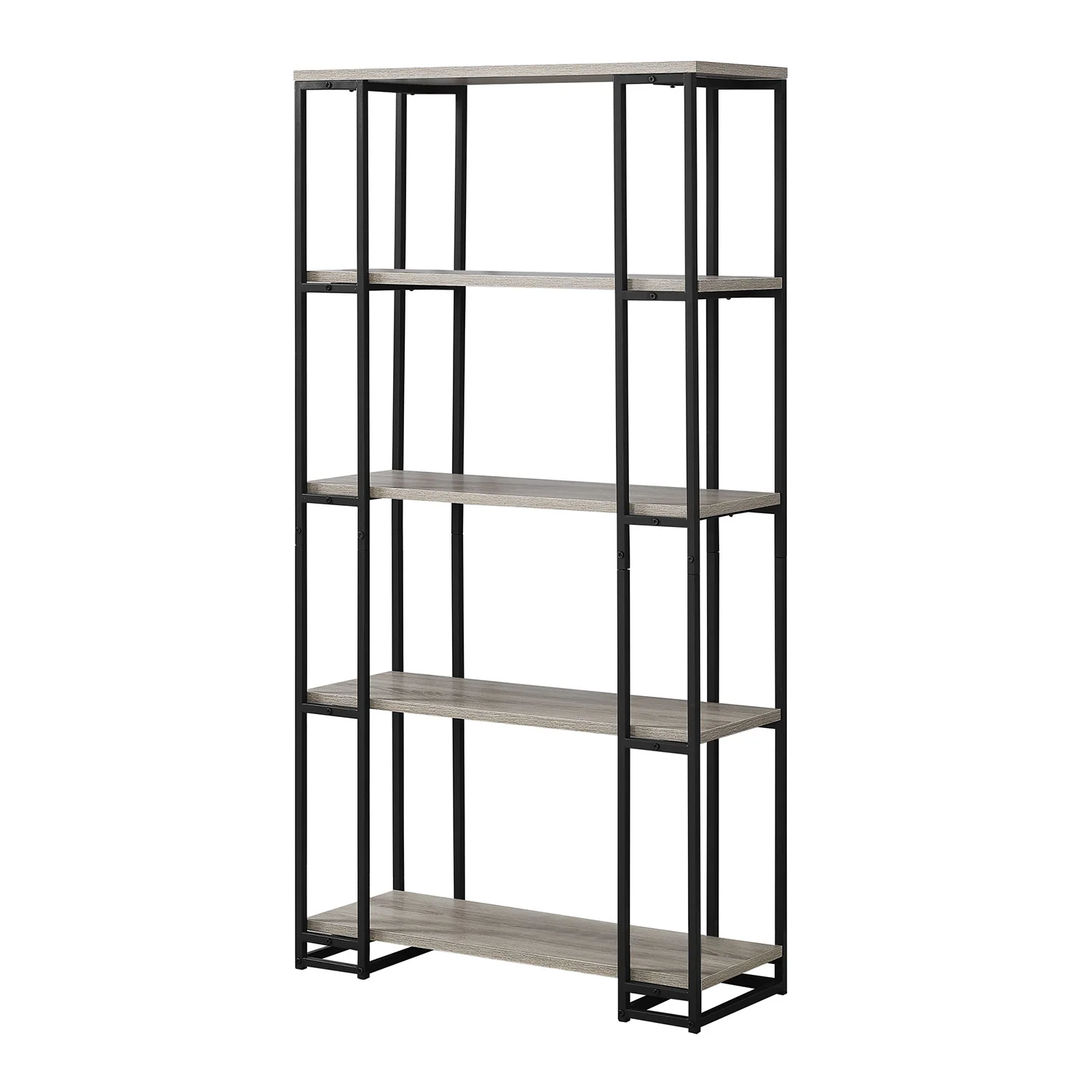 Dark Taupe Black Mdf Metal Bookcase By Homeroots - Image 6