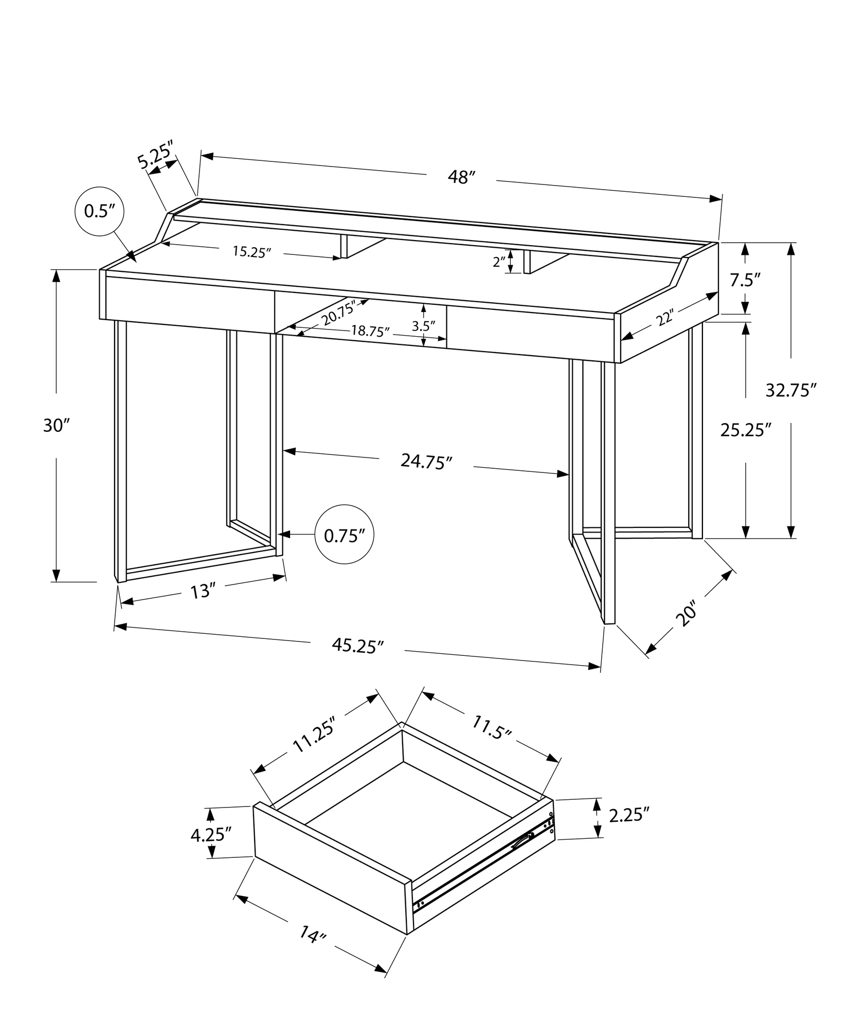 Dark Taupe Black Metal Computer Desk By Homeroots - Image 3