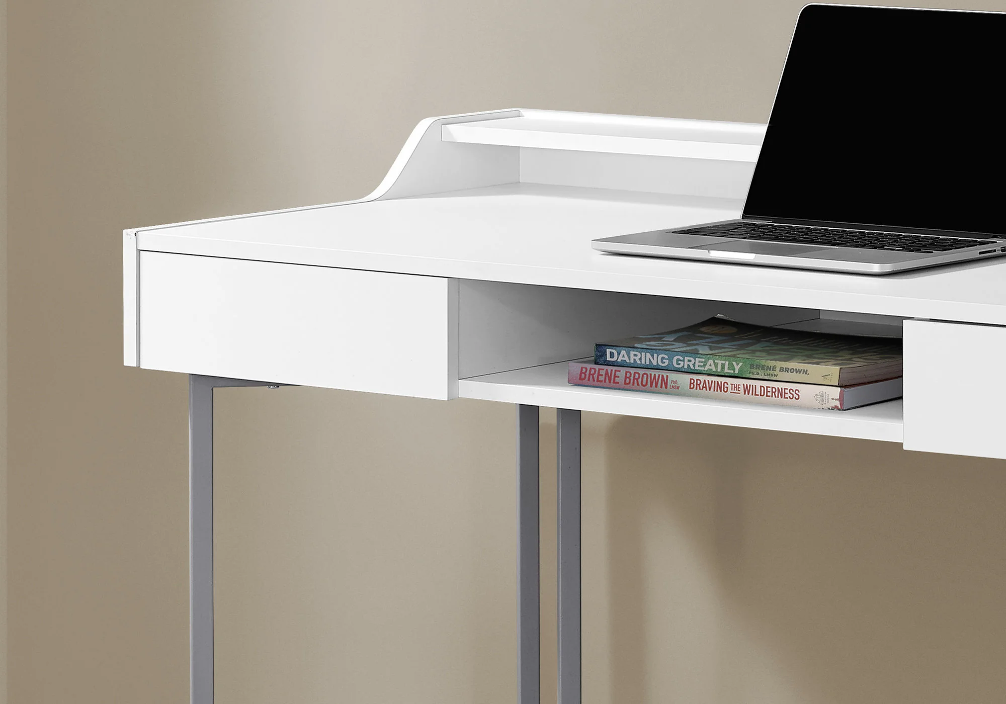 Dark Taupe Black Metal Computer Desk By Homeroots - Image 6