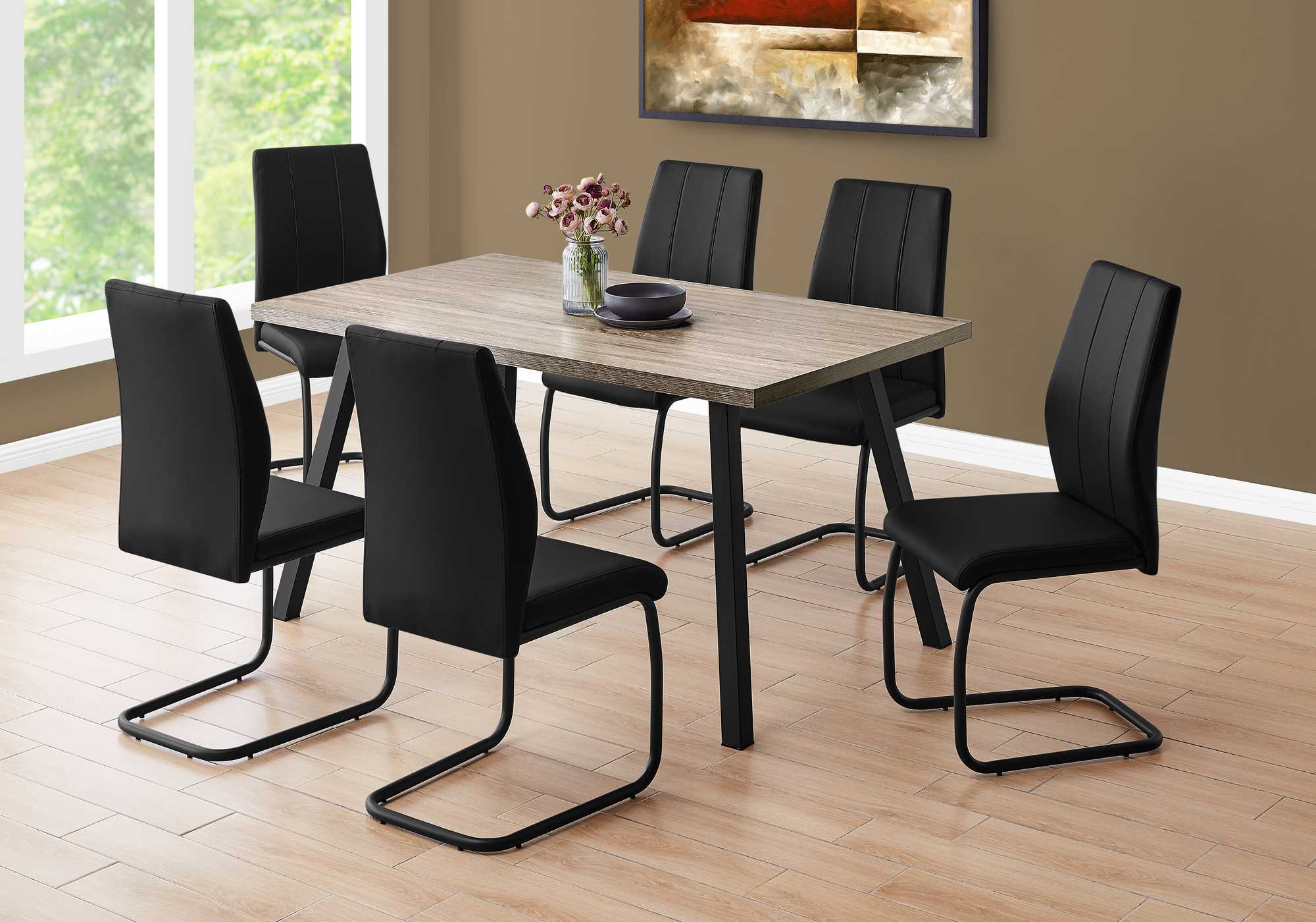 Dark Taupe Black Metal Dining Table By Homeroots - Image 3