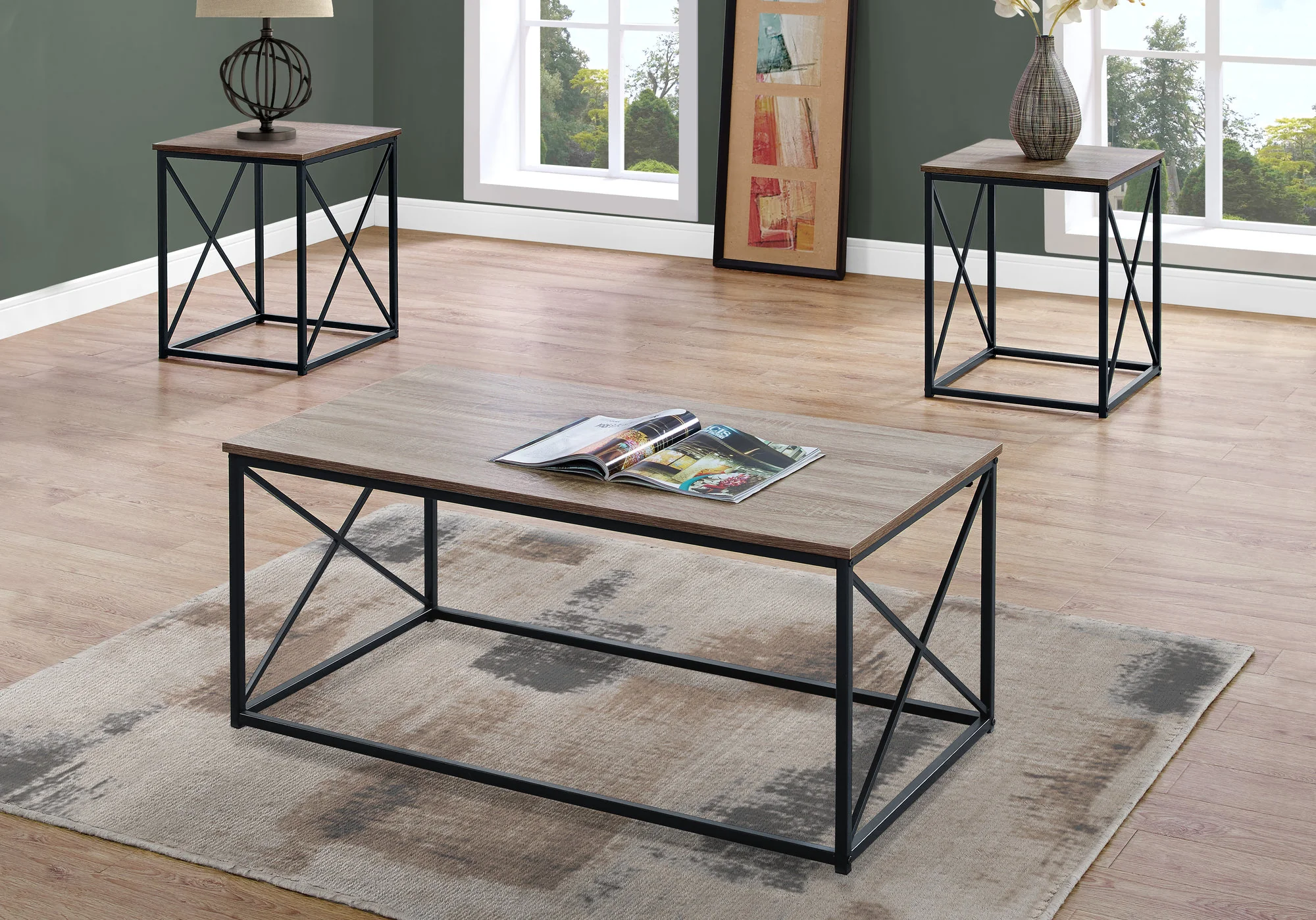Dark Taupe Black Metal Table Set - 3Pcs Set By Homeroots - 366086 - Image 3