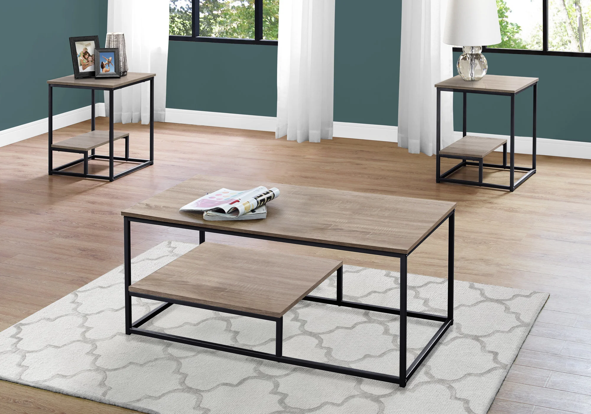 Dark Taupe Black Metal Table Set - 3Pcs Set By Homeroots - 366092 - Image 3