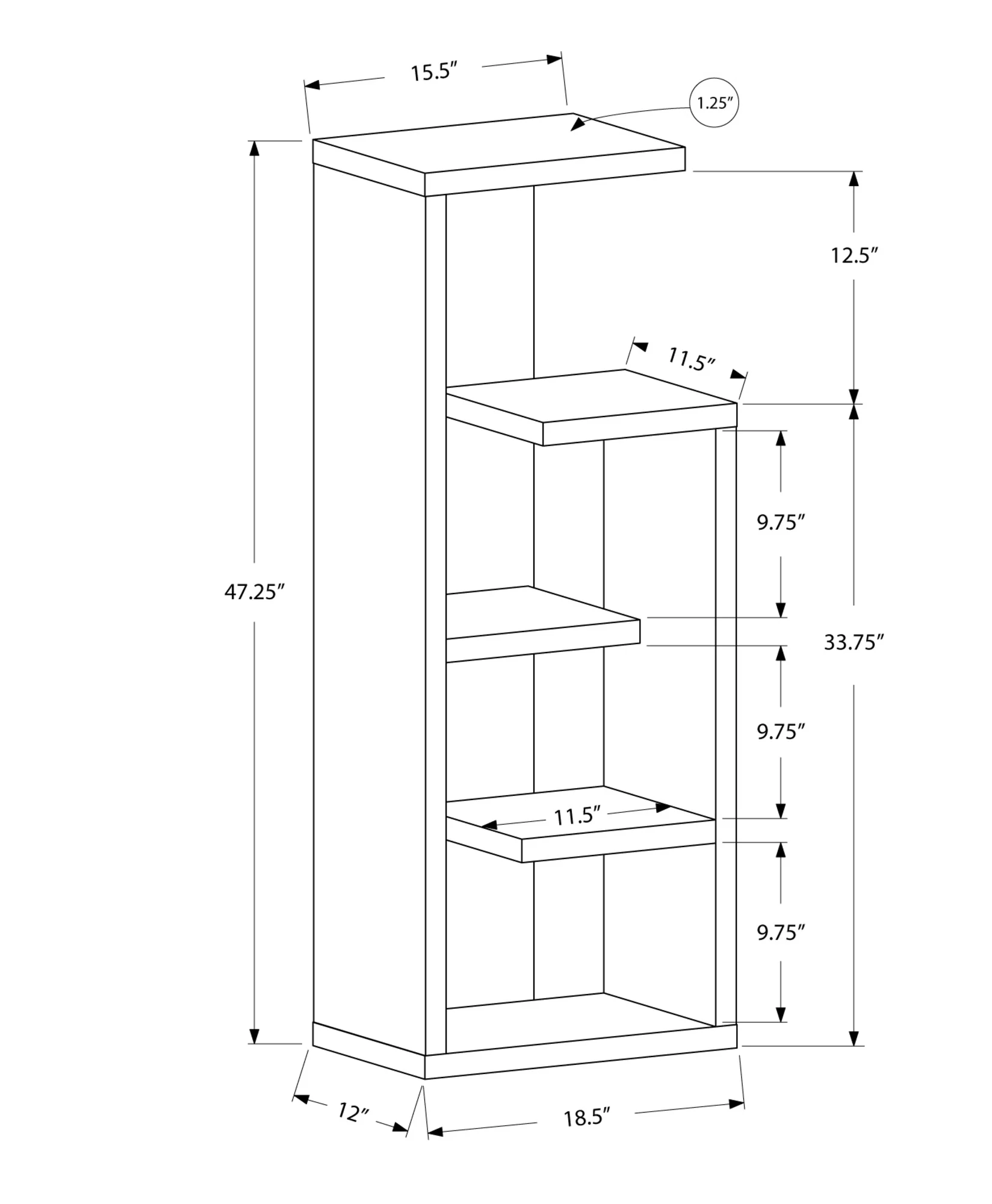 Dark Taupe Bookcase By Homeroots - Image 4
