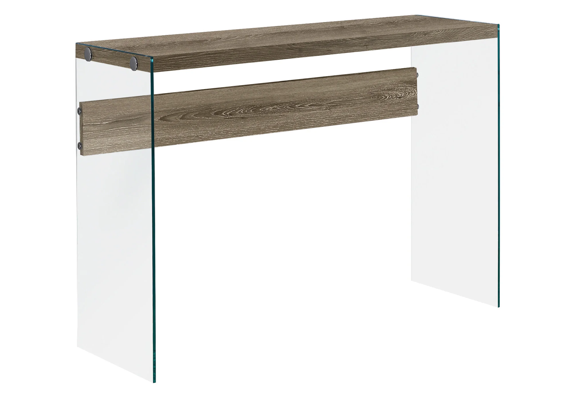 Dark Taupe Clear Particle Board Tempered Glass Accent Table By Homeroots - Image 2