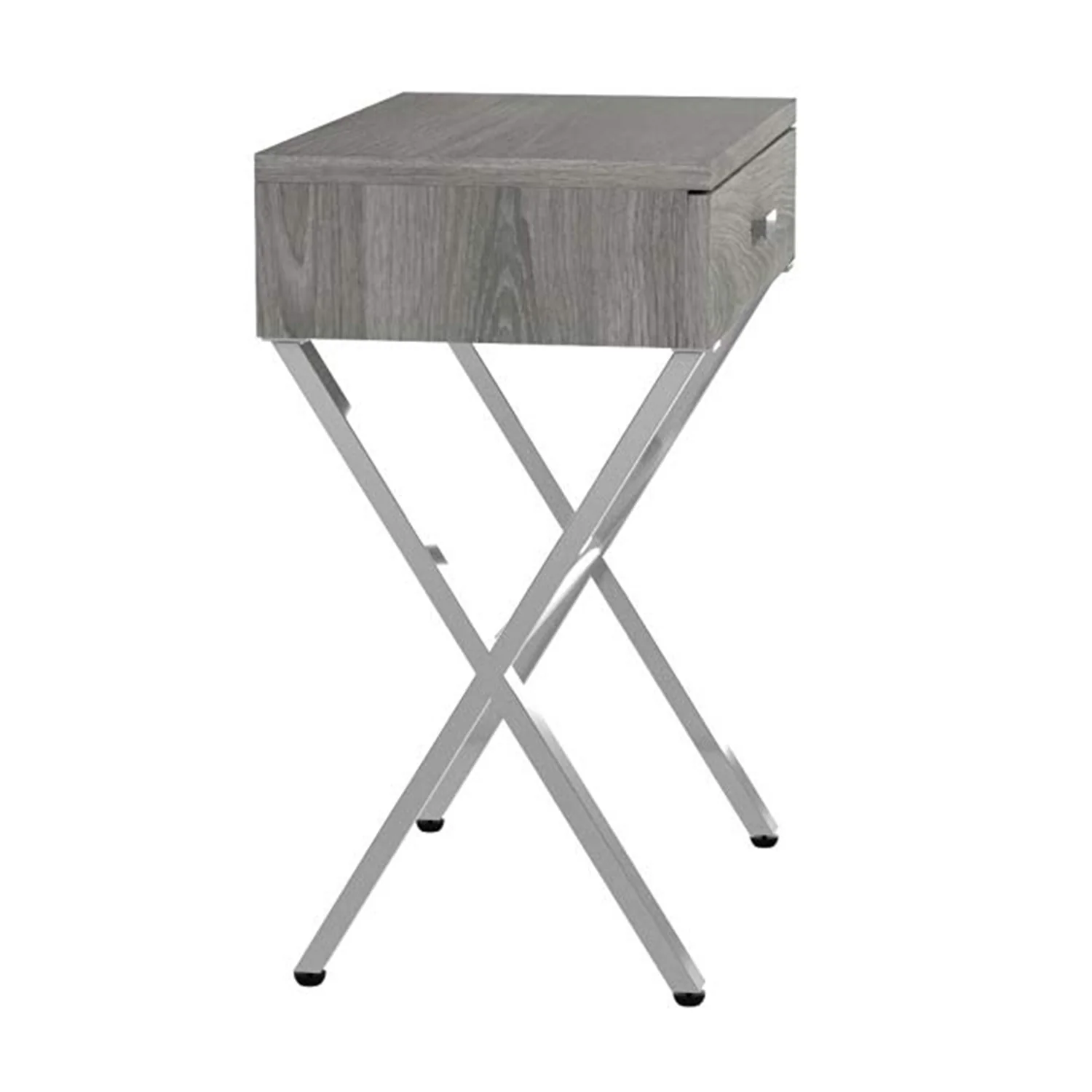 Dark Taupe Finish and Chrome Metal Accent Table By Homeroots - 333131 - Image 5