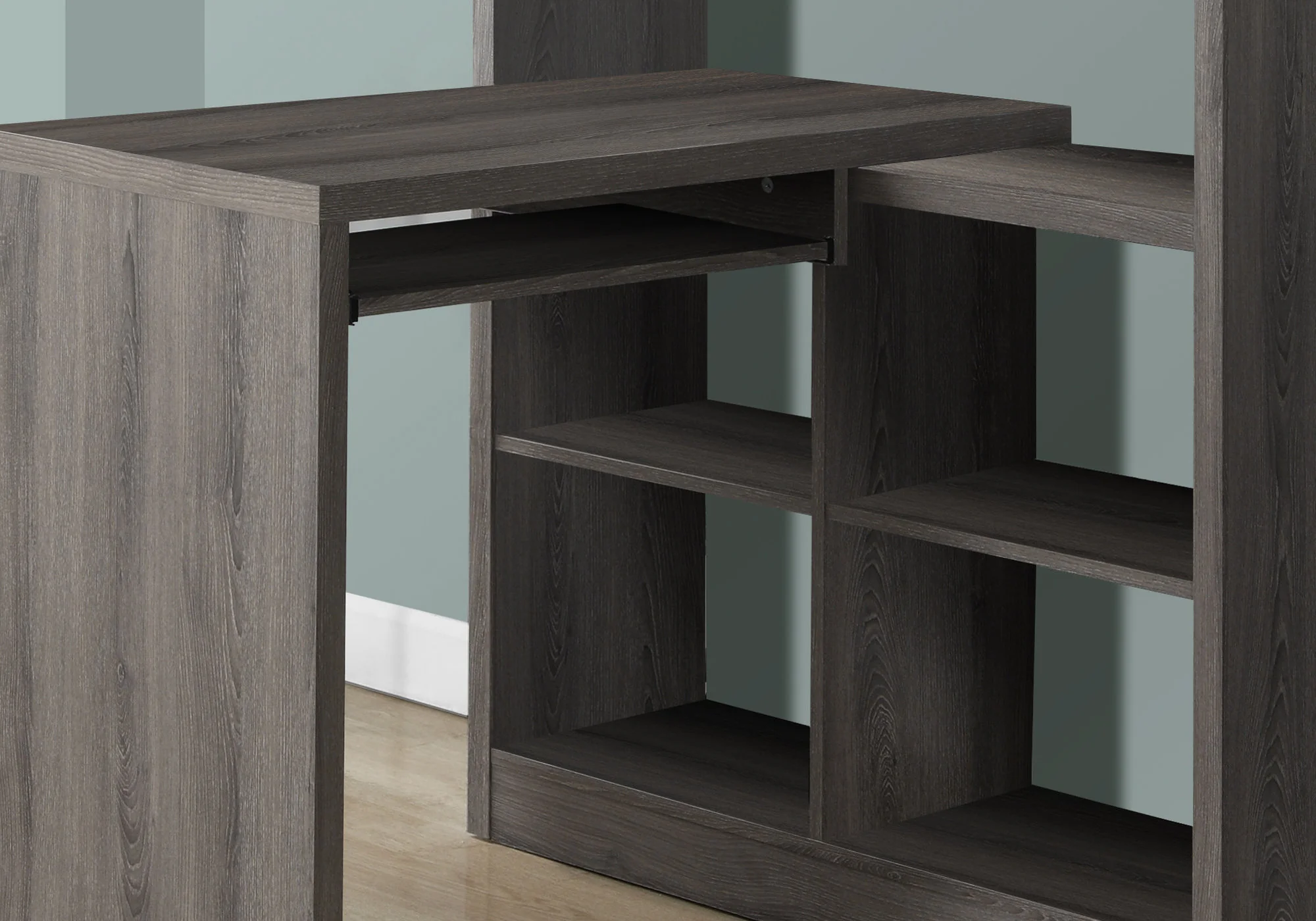 Dark Taupe Particle Board Hollow Core Computer Desk By Homeroots - 333347 - Image 2