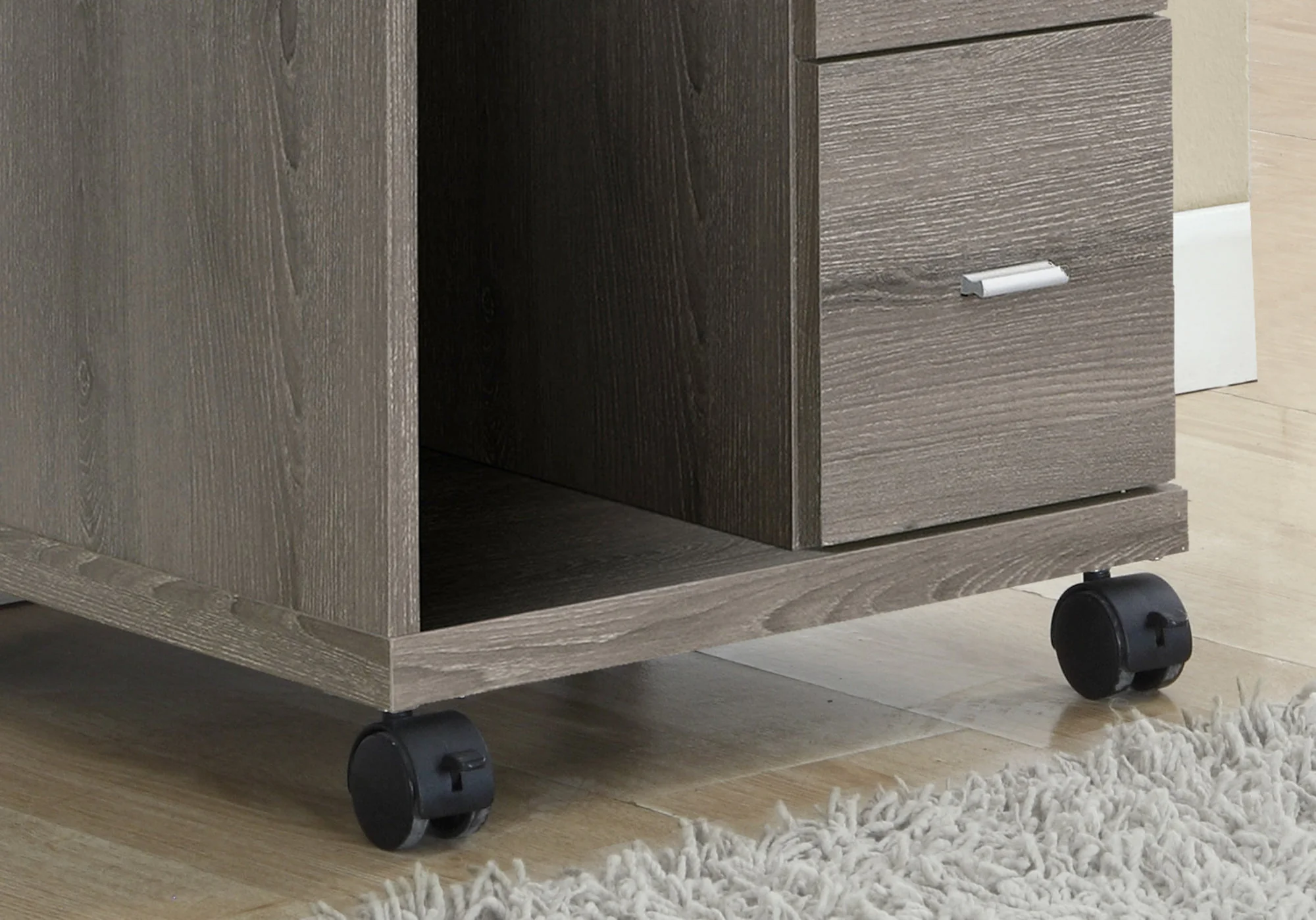 Dark Taupe Particle Board Hollow Core Drawers Office Cabinet By Homeroots - Image 2