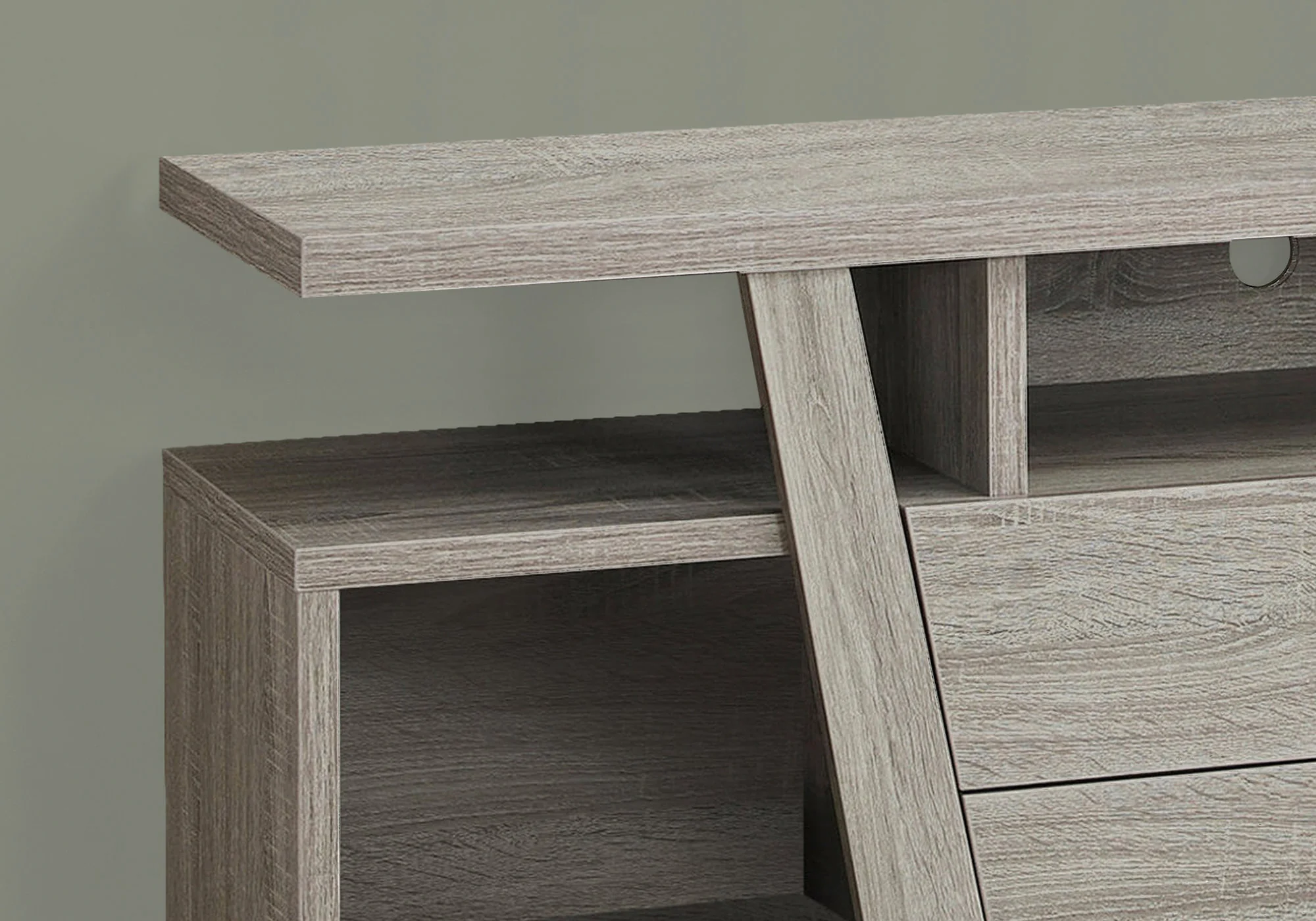 Dark Taupe Particle Board Hollow Core TV Stand With 2 Drawers By Homeroots - Image 2