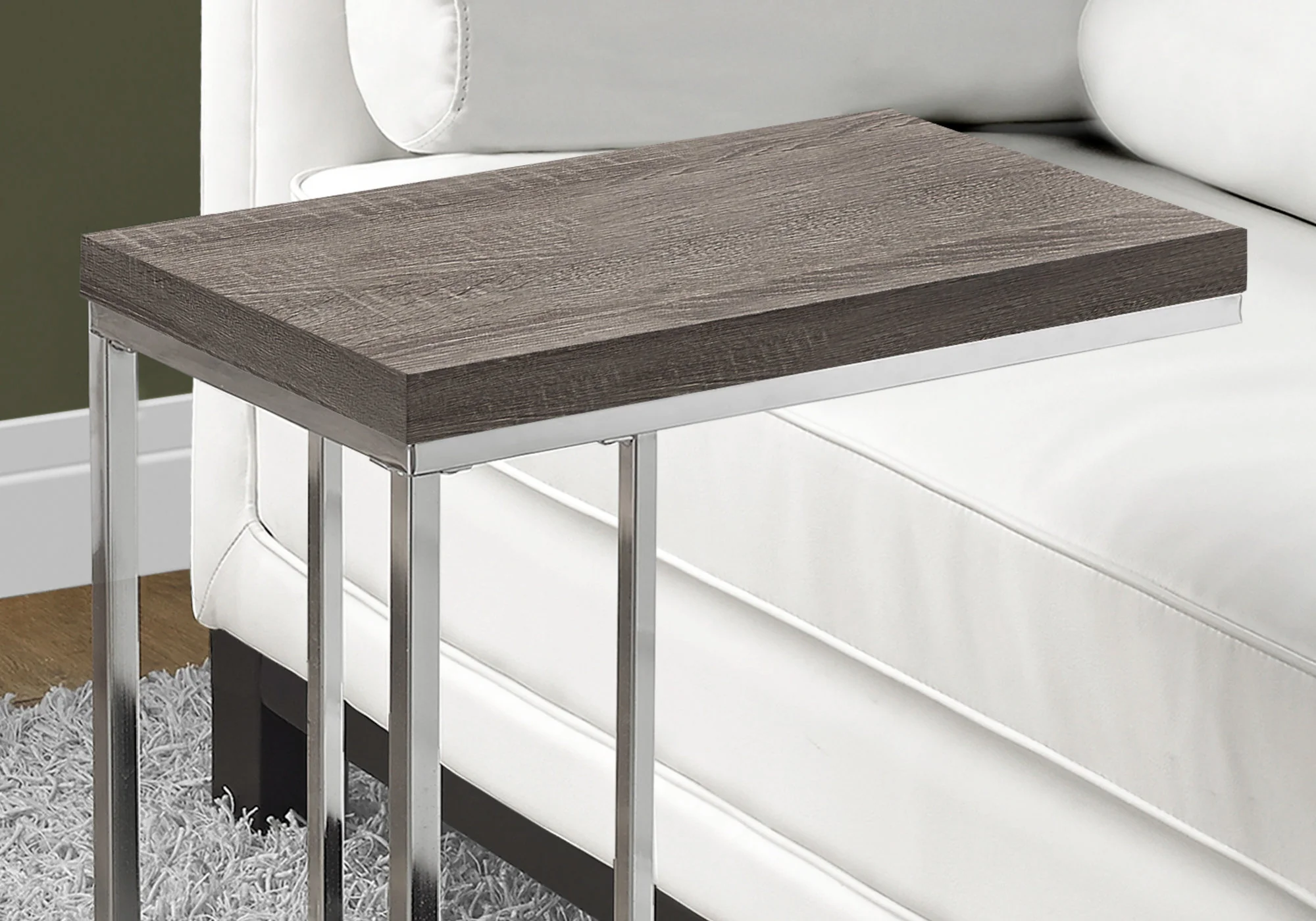 Dark Taupe Particle Board Metal Accent Table By Homeroots - 333125 - Image 2
