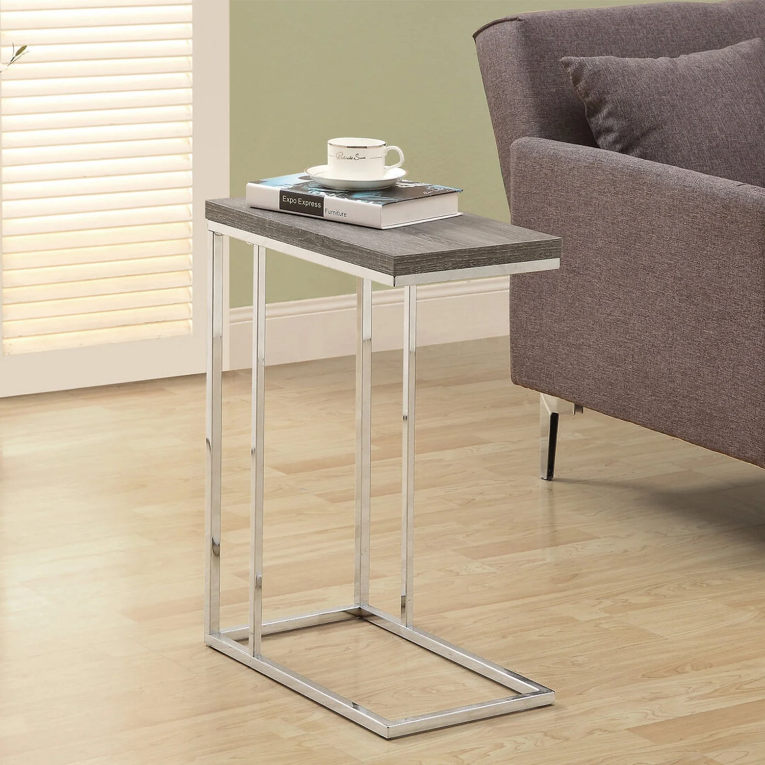 Dark Taupe Particle Board Metal Accent Table By Homeroots - 333125 - Image 5