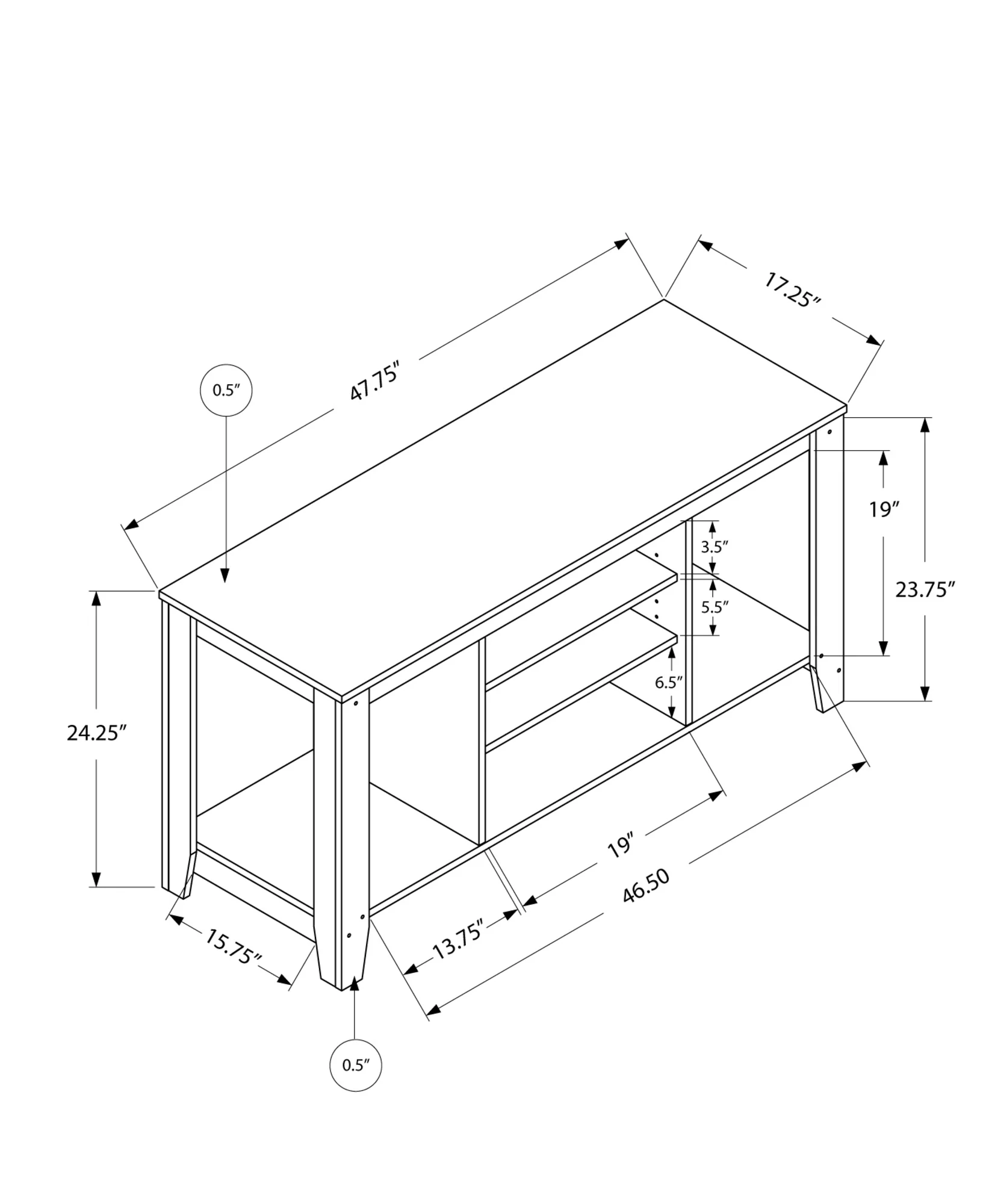 Dark Taupe Particle Board TV Stand By Homeroots - Image 3