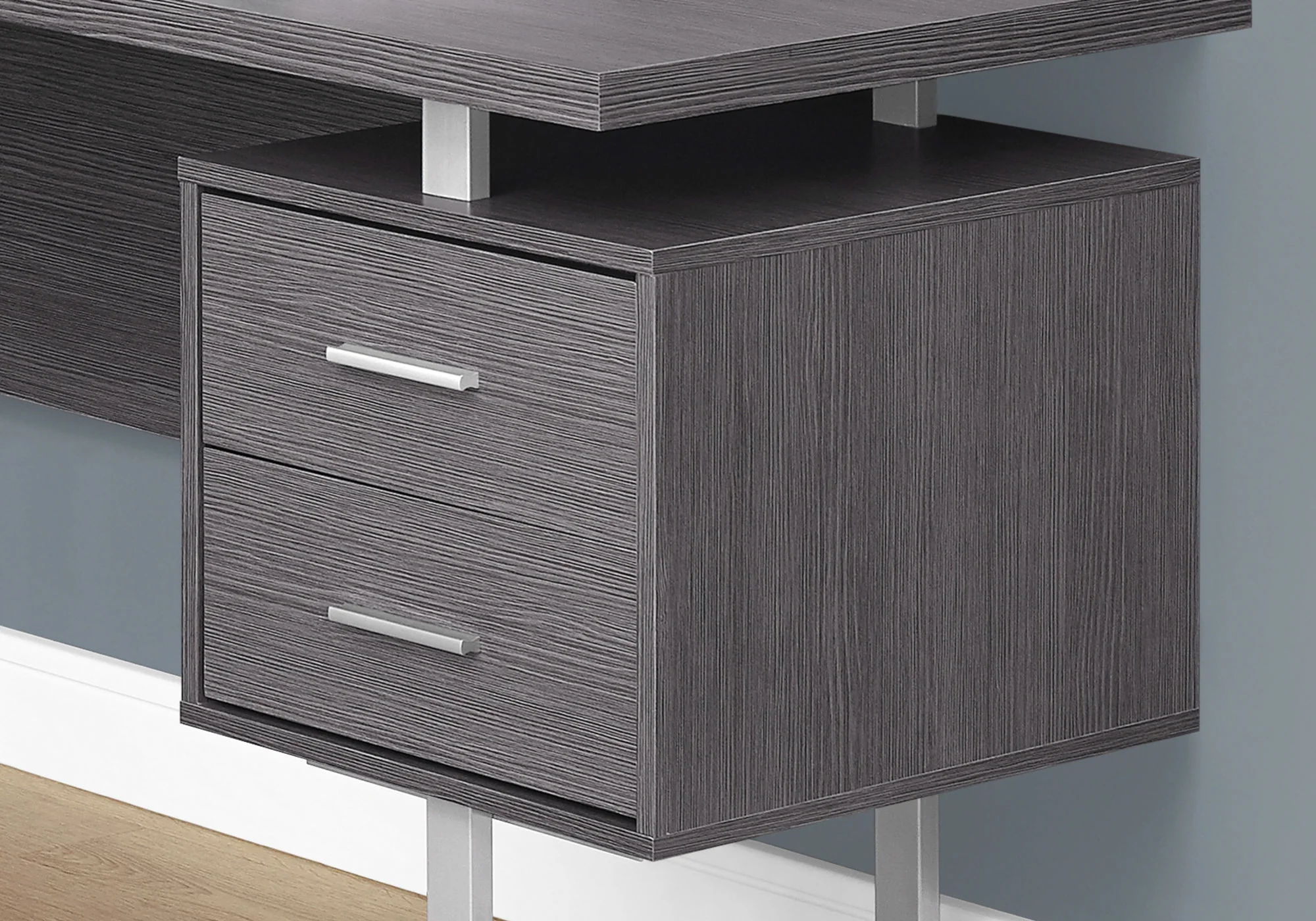 Dark Taupe Silver Particle Board Hollow Core Metal Computer Desk By Homeroots - 333469 - Image 10
