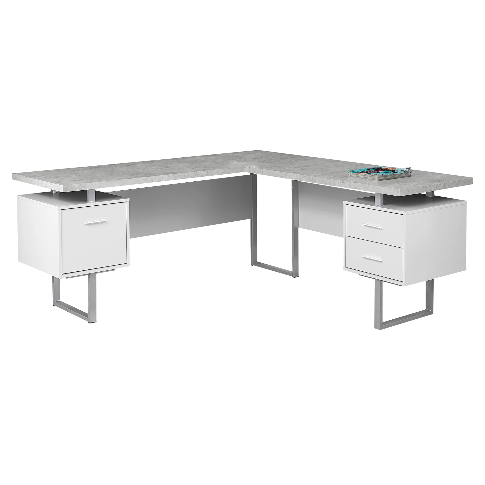 Dark Taupe Silver Particle Board Hollow Core Metal Computer Desk By Homeroots - 333469 - Image 13