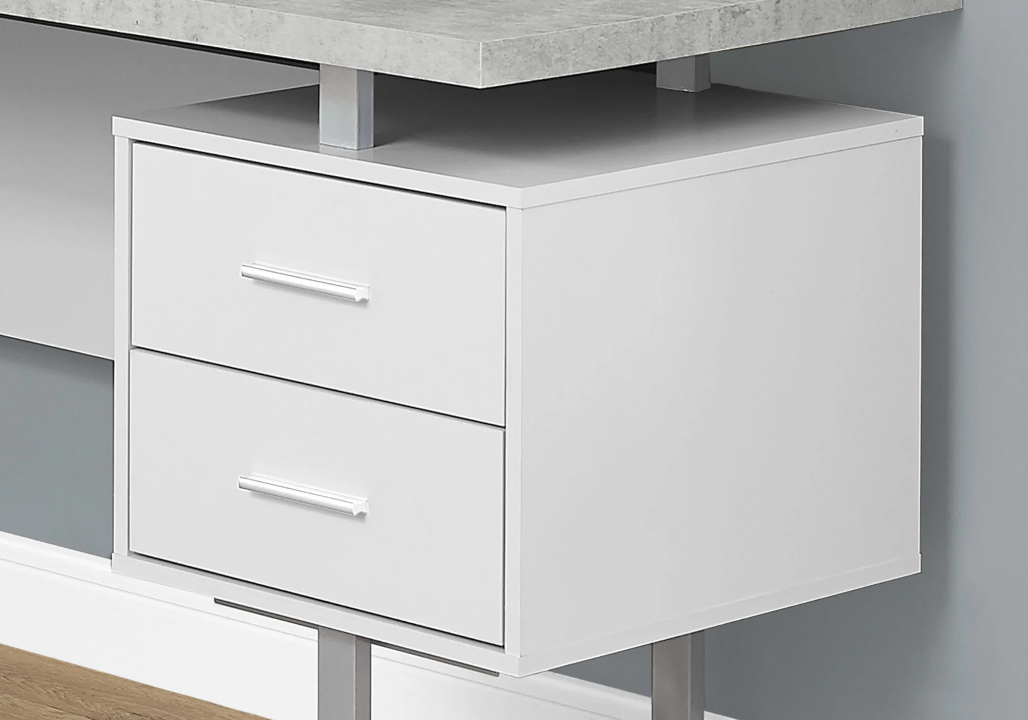 Dark Taupe Silver Particle Board Hollow Core Metal Computer Desk By Homeroots - 333469 - Image 14