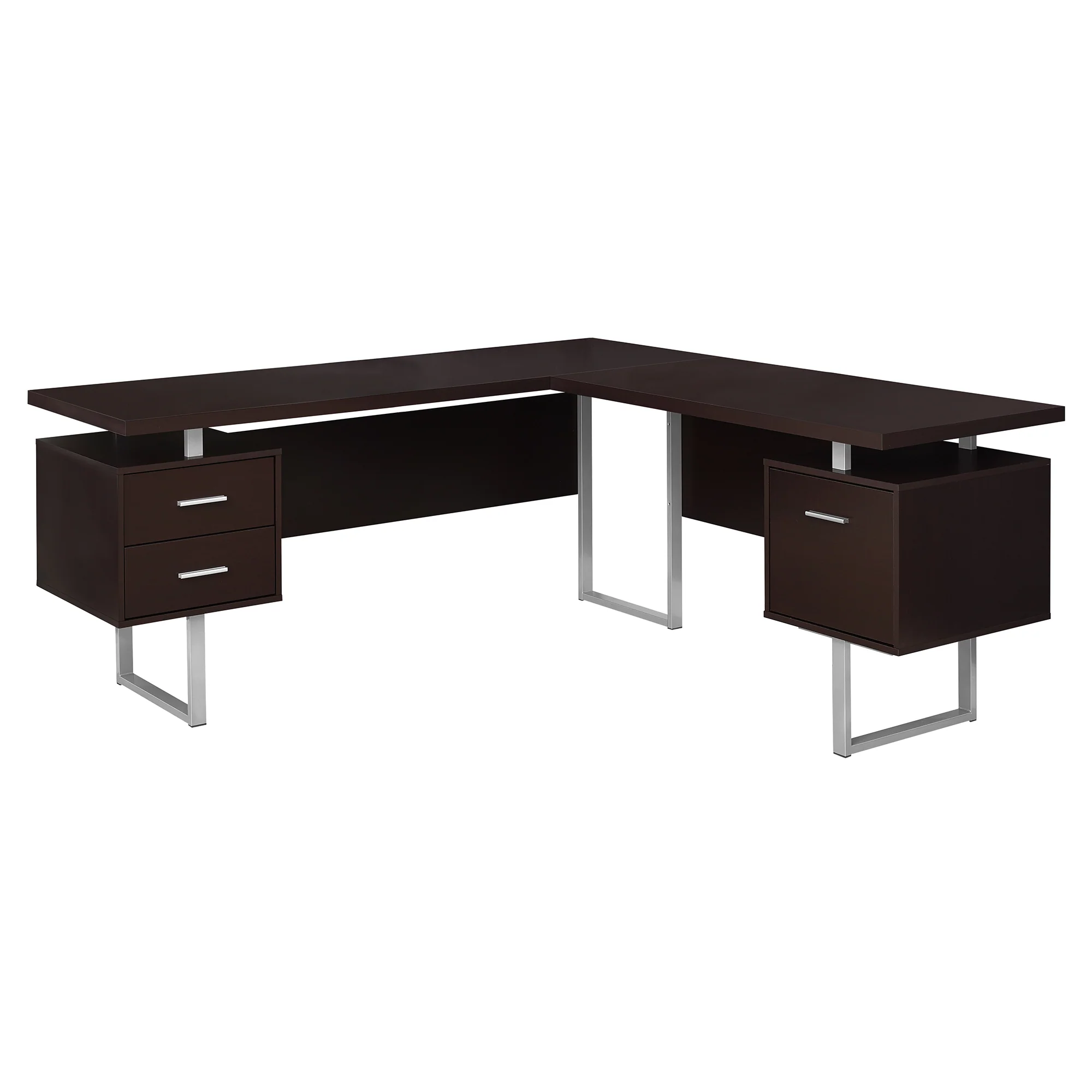 Dark Taupe Silver Particle Board Hollow Core Metal Computer Desk By Homeroots - 333469 - Image 5