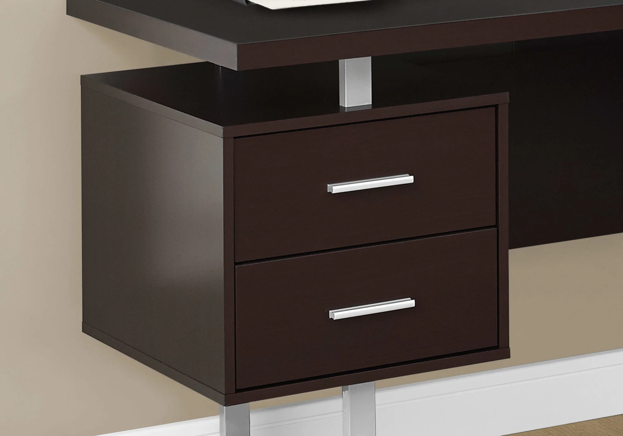 Dark Taupe Silver Particle Board Hollow Core Metal Computer Desk By Homeroots - 333469 - Image 6