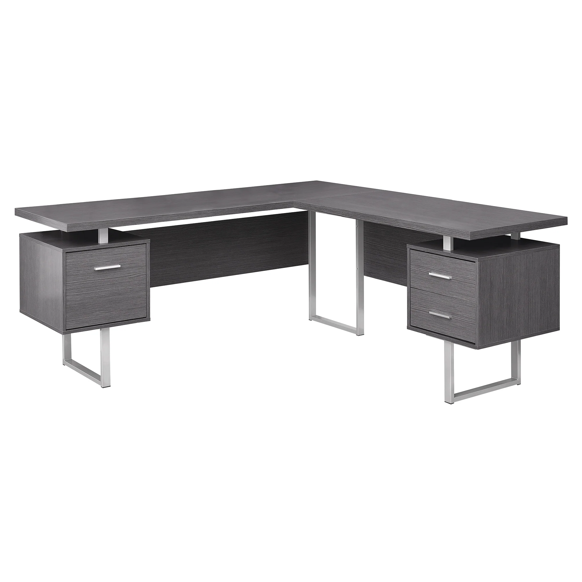 Dark Taupe Silver Particle Board Hollow Core Metal Computer Desk By Homeroots - 333469 - Image 9