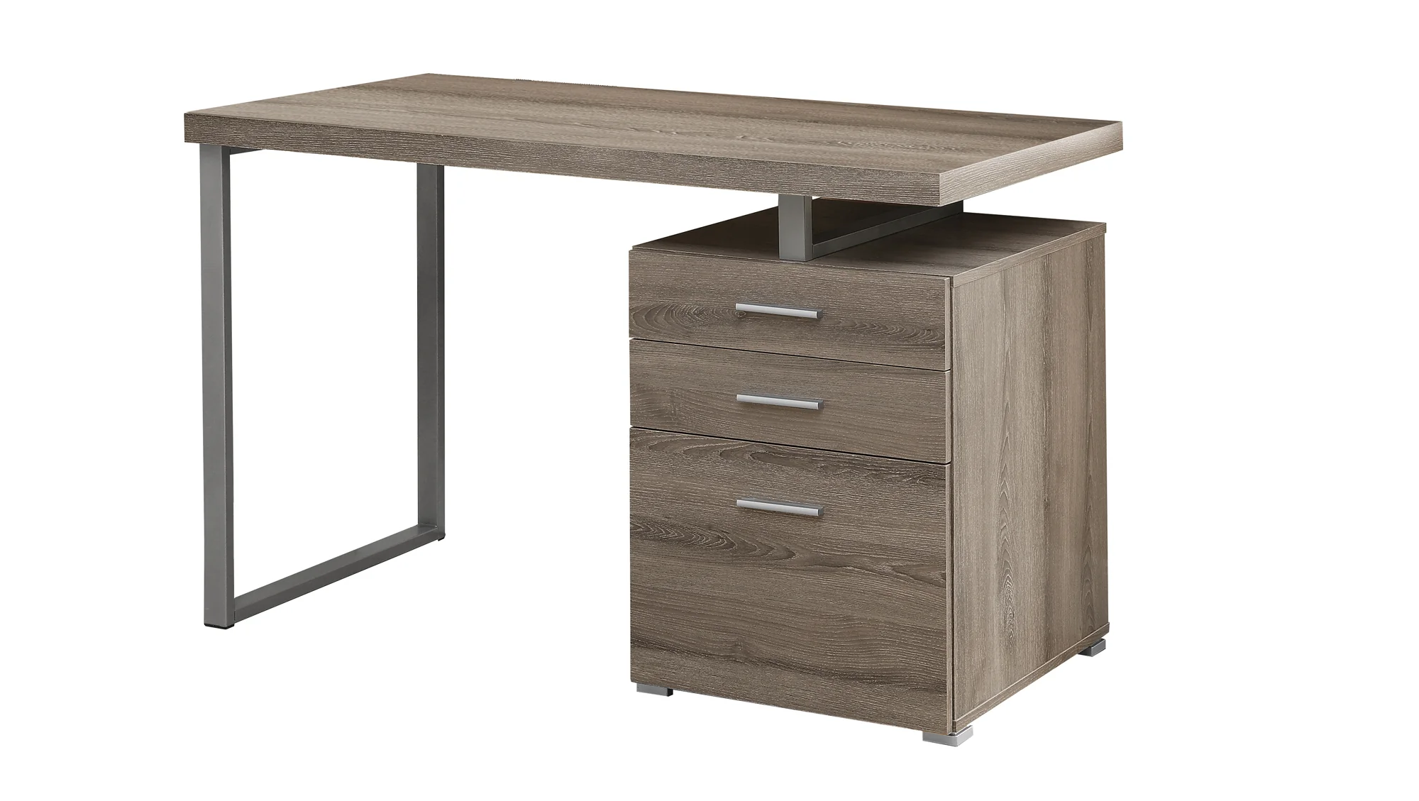 Dark Taupe Silver Particle Board Hollow Core Metal Computer Desk By Homeroots - 333477 - Image 2